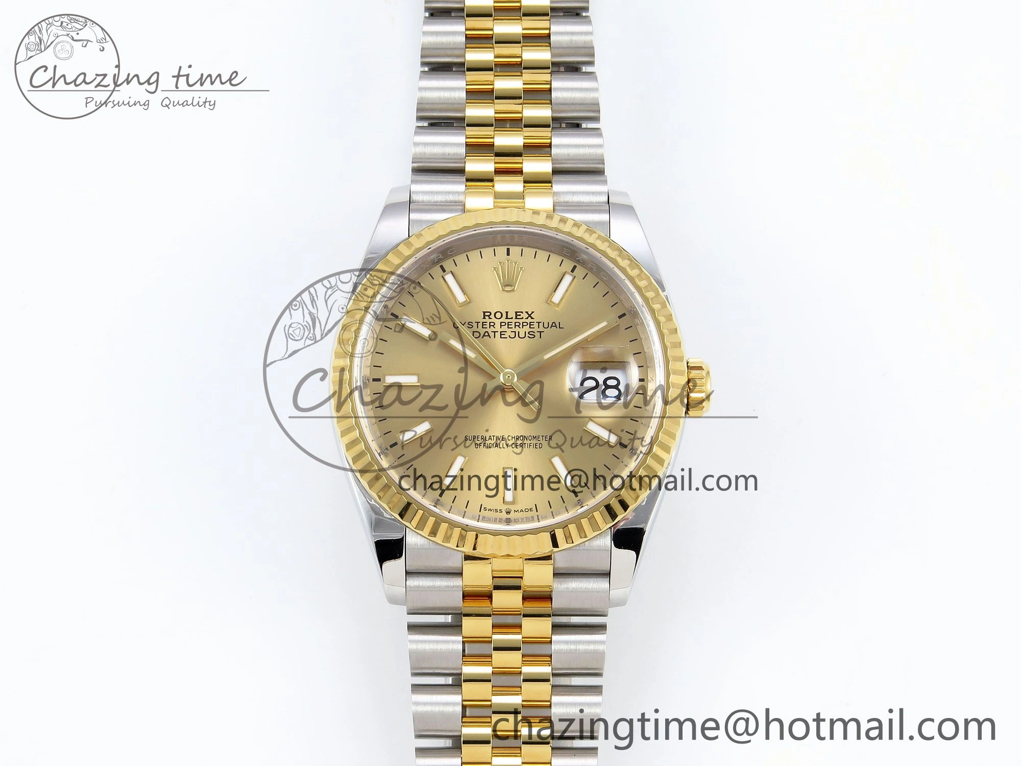 ModernLook DateJust 36 126233 Clean 1:1 Best Edition 904L Steel YG Stick Dial on SS YG Jubilee Bracelet VR 1501