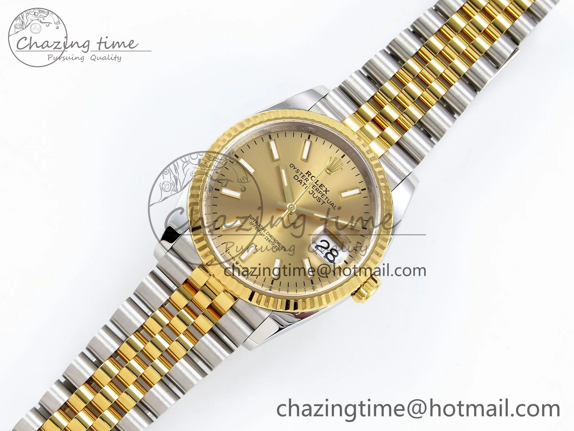 ModernLook DateJust 36 126233 Clean 1:1 Best Edition 904L Steel YG Stick Dial on SS YG Jubilee Bracelet VR 1501