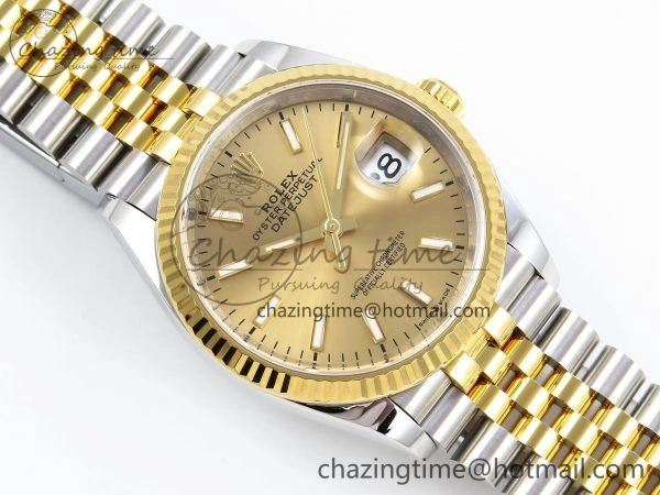 ModernLook DateJust 36 126233 Clean 1:1 Best Edition 904L Steel YG Stick Dial on SS YG Jubilee Bracelet VR 1501