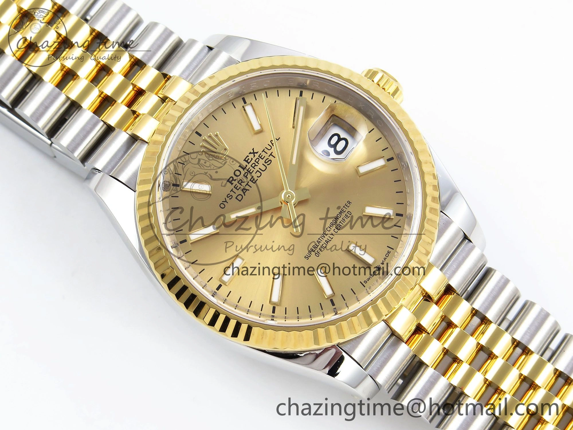 ModernLook DateJust 36 126233 Clean 1:1 Best Edition 904L Steel YG Stick Dial on SS YG Jubilee Bracelet VR 1501