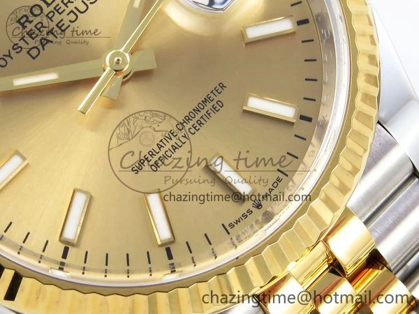 ModernLook DateJust 36 126233 Clean 1:1 Best Edition 904L Steel YG Stick Dial on SS YG Jubilee Bracelet VR 1501