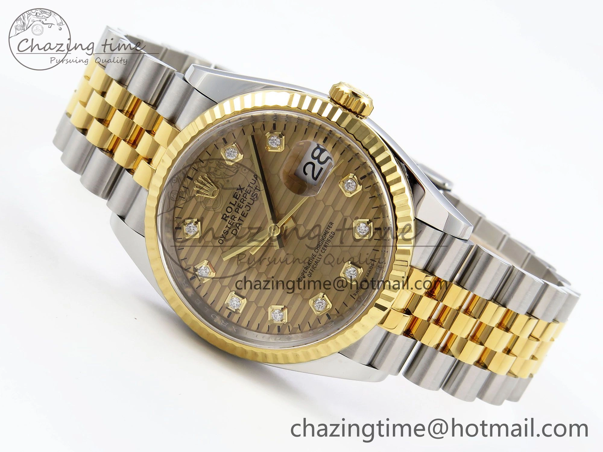 DateJust 36 126233 Clean 1:1 Best Edition 904L Steel YG Textured Diamonds Dial on SS YG Jubilee Bracelet VR TravelReady 1500