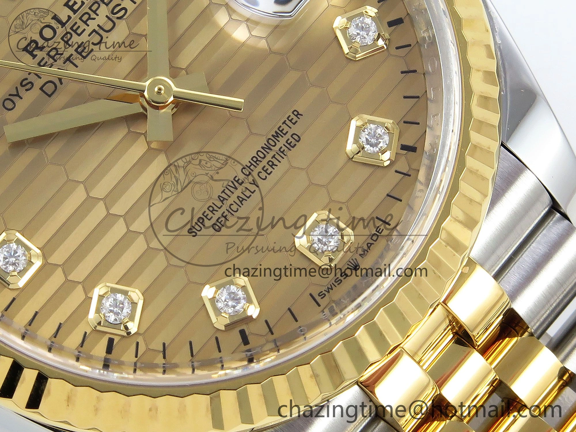 DateJust 36 126233 Clean 1:1 Best Edition 904L Steel YG Textured Diamonds Dial on SS YG Jubilee Bracelet VR TravelReady 1500