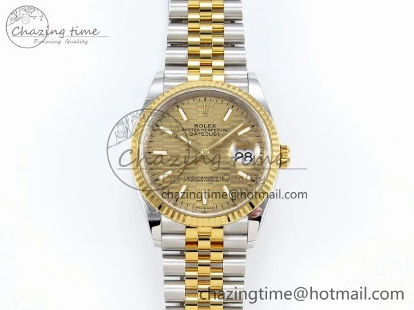 DateJust 36 126233 Clean 1:1 Best Edition 904L Steel YG Textured Stick Dial on SS YG Jubilee Bracelet VR Elegant 1494