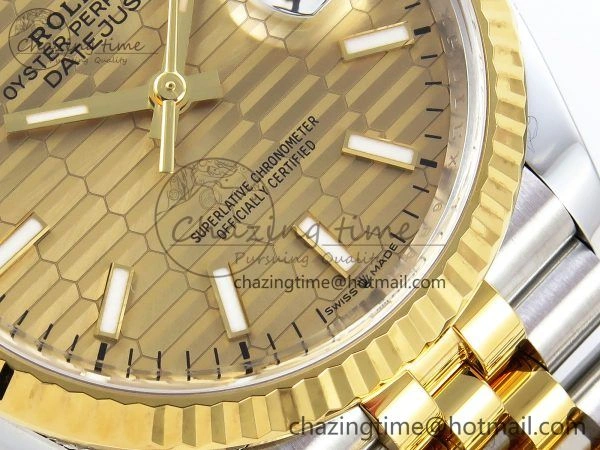 DateJust 36 126233 Clean 1:1 Best Edition 904L Steel YG Textured Stick Dial on SS YG Jubilee Bracelet VR Elegant 1494