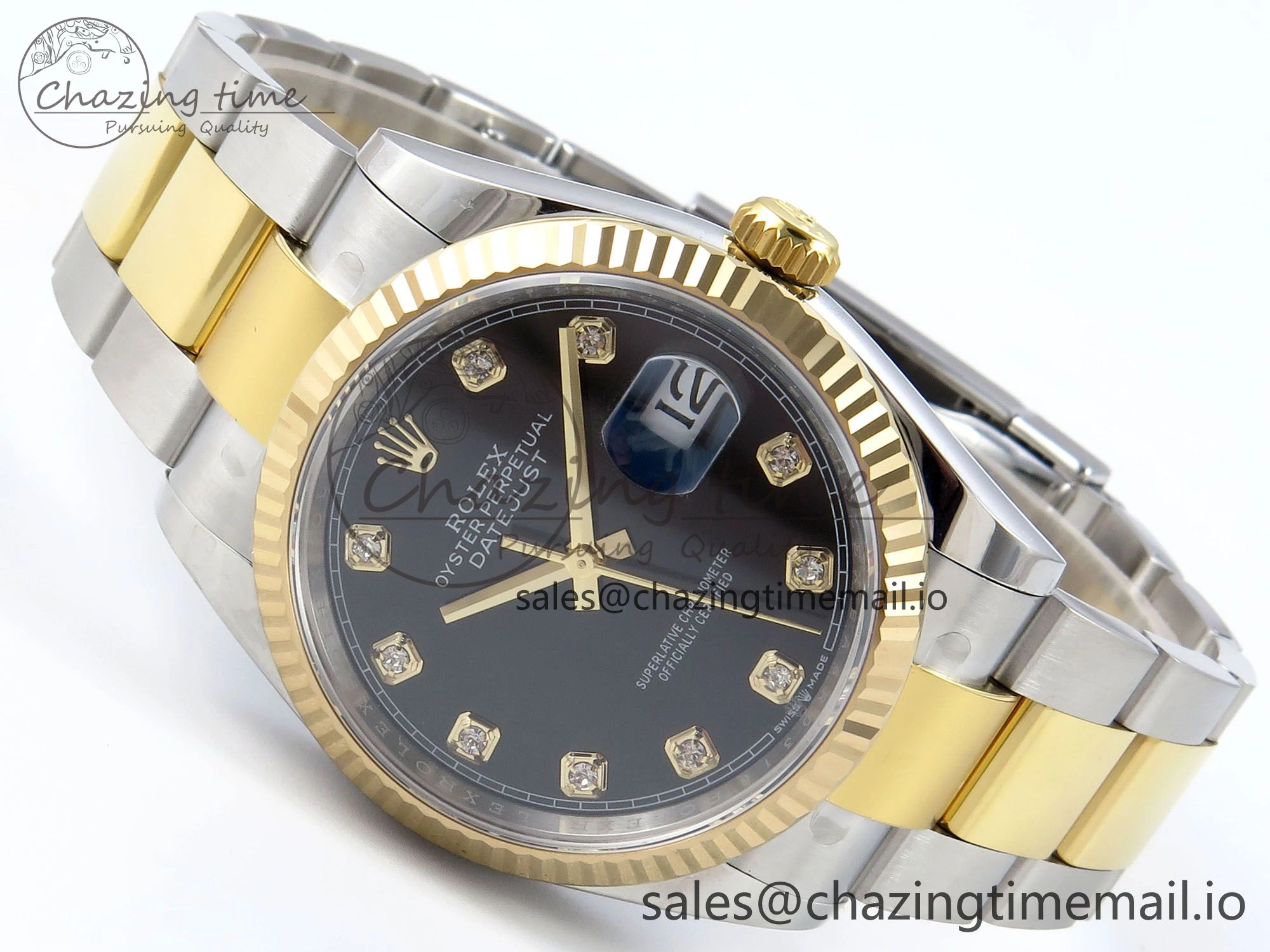 DateJust 36 126233 EWEF Best Edition Black Diamonds Dial on SS YG Oyster Bracelet A SmartChoice 675