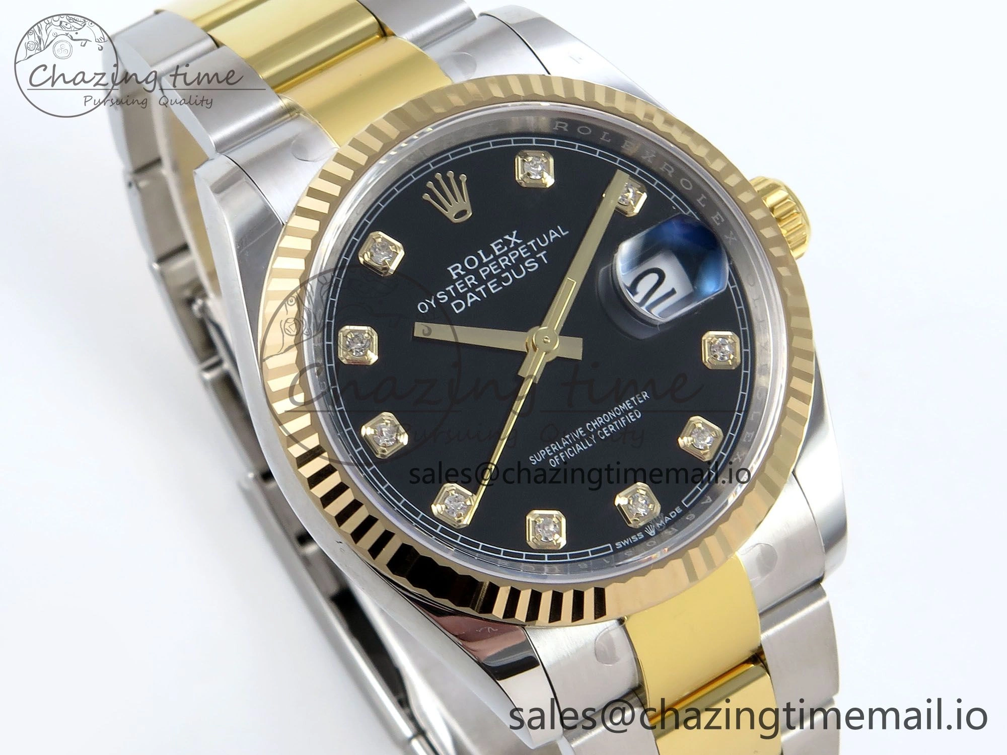 DateJust 36 126233 EWEF Best Edition Black Diamonds Dial on SS YG Oyster Bracelet A SmartChoice 675