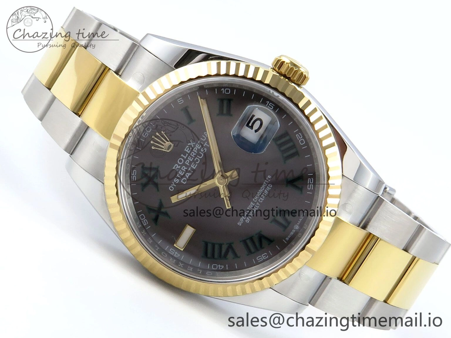 DateJust 36 126233 EWEF Best Edition Gray Dial Green Roman Marker on SS YG Oyster Bracelet A EyeCatching 678