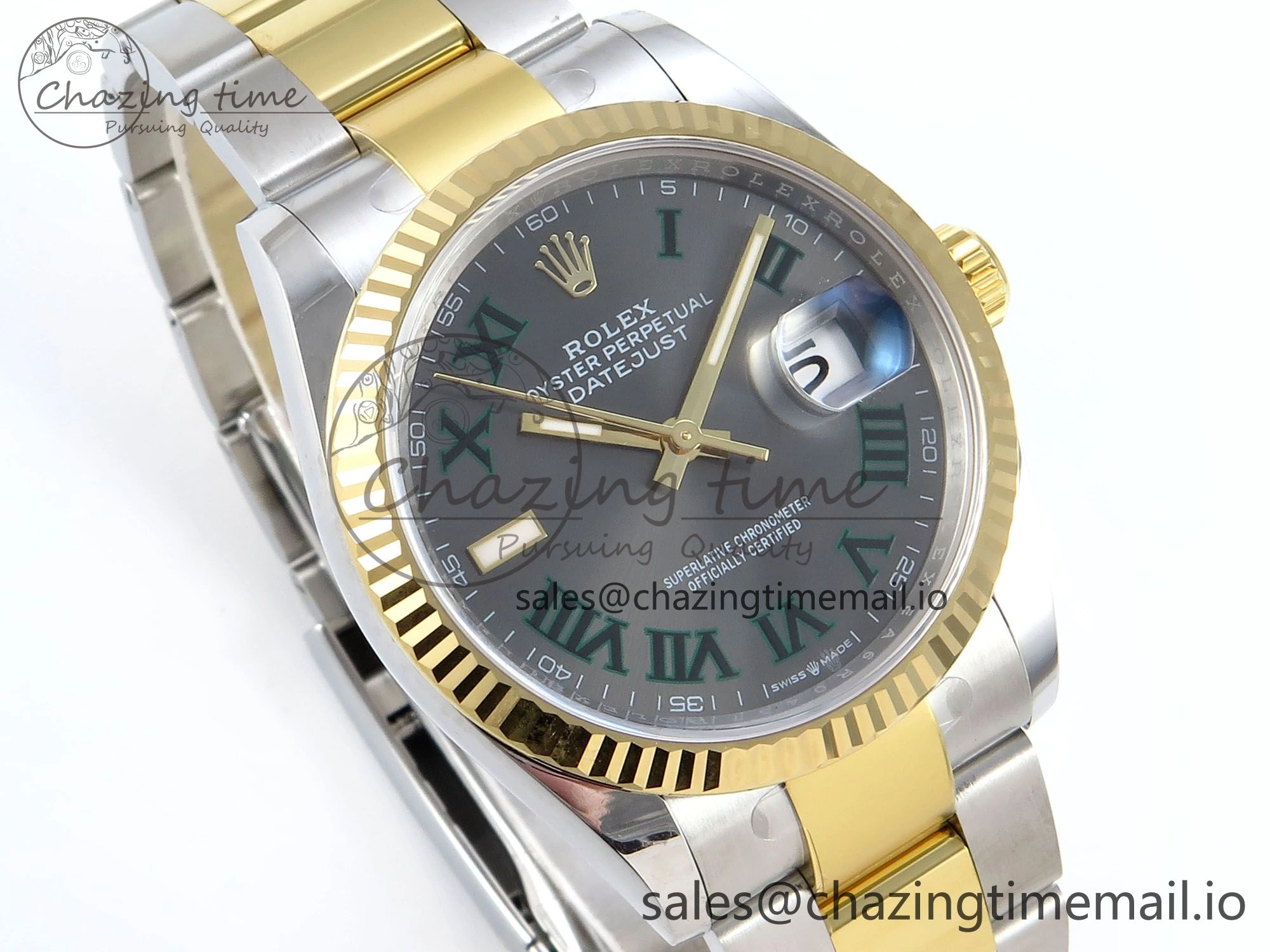 DateJust 36 126233 EWEF Best Edition Gray Dial Green Roman Marker on SS YG Oyster Bracelet A EyeCatching 678