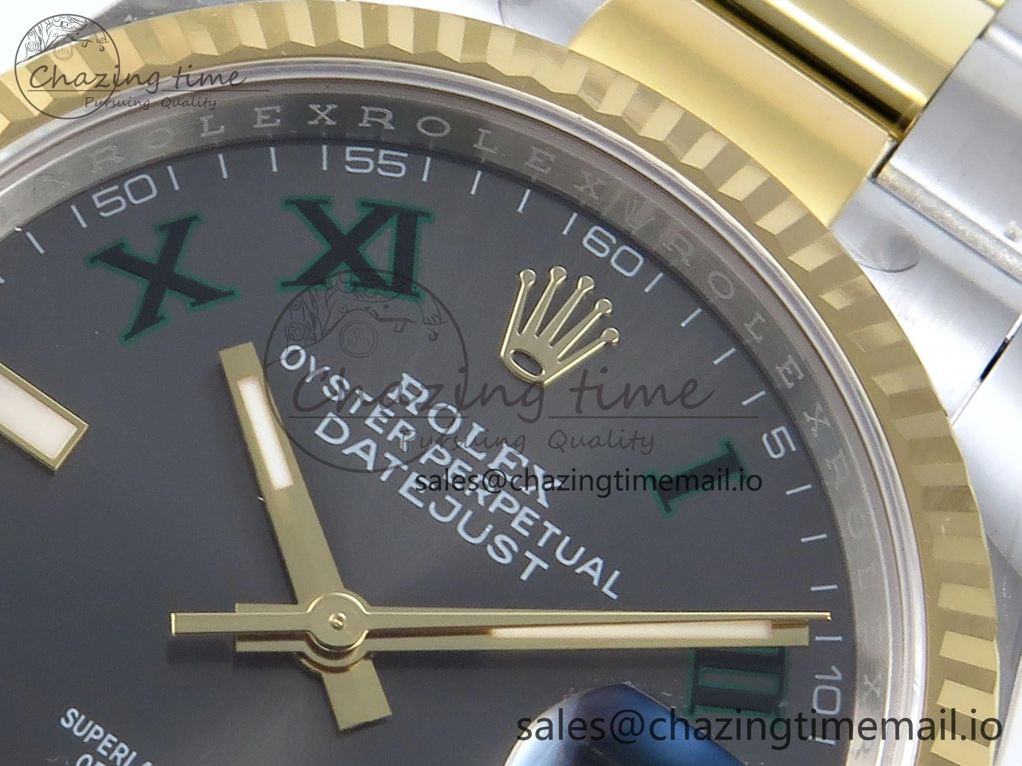 DateJust 36 126233 EWEF Best Edition Gray Dial Green Roman Marker on SS YG Oyster Bracelet A EyeCatching 678
