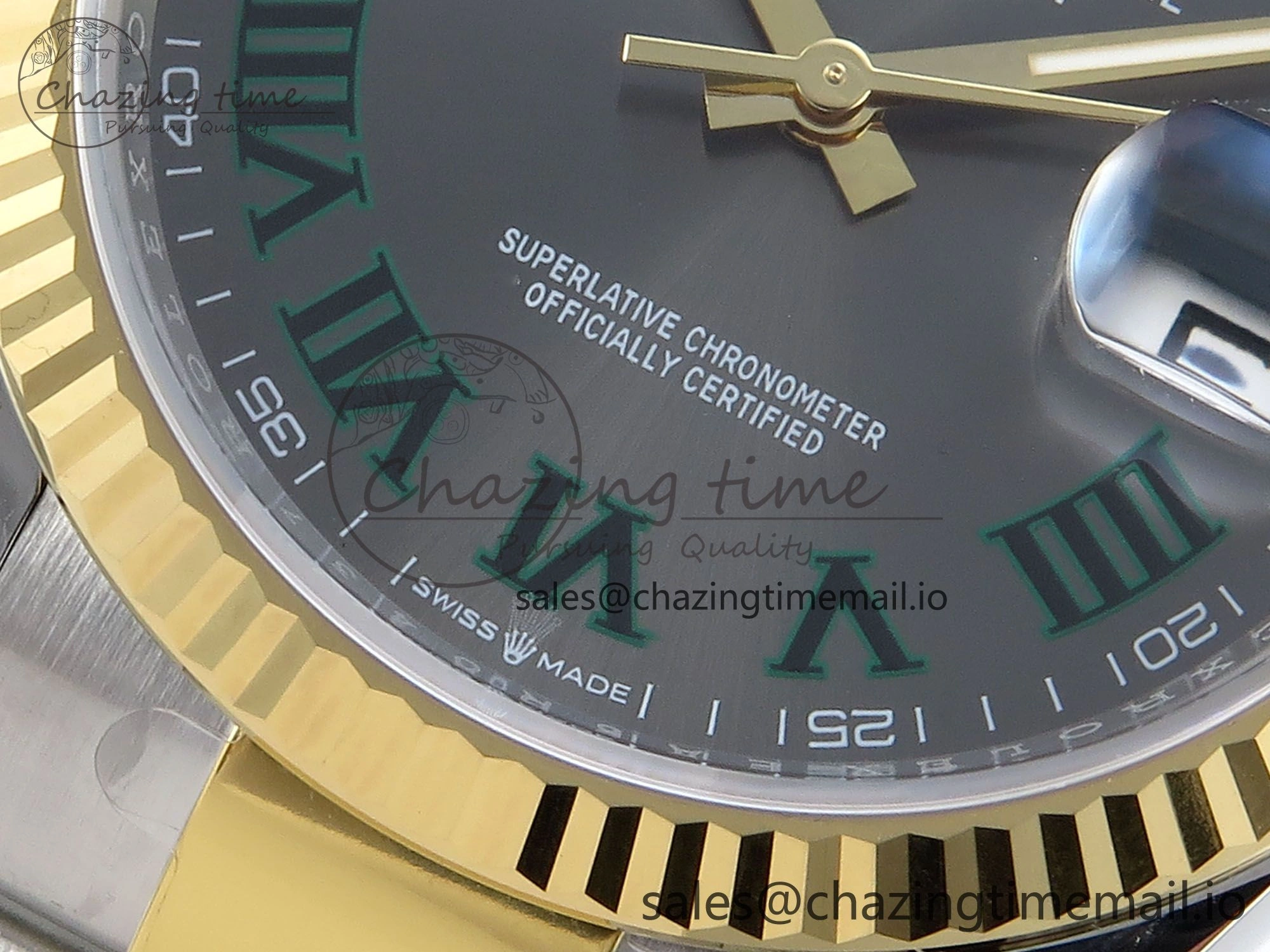 DateJust 36 126233 EWEF Best Edition Gray Dial Green Roman Marker on SS YG Oyster Bracelet A EyeCatching 678
