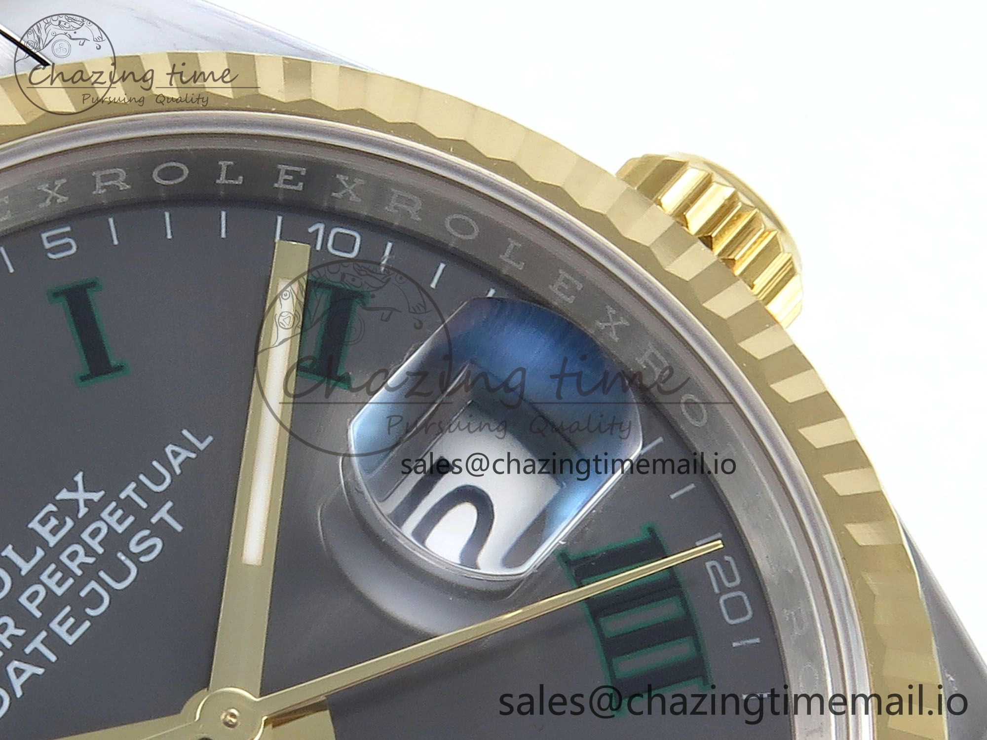 DateJust 36 126233 EWEF Best Edition Gray Dial Green Roman Marker on SS YG Oyster Bracelet A EyeCatching 678