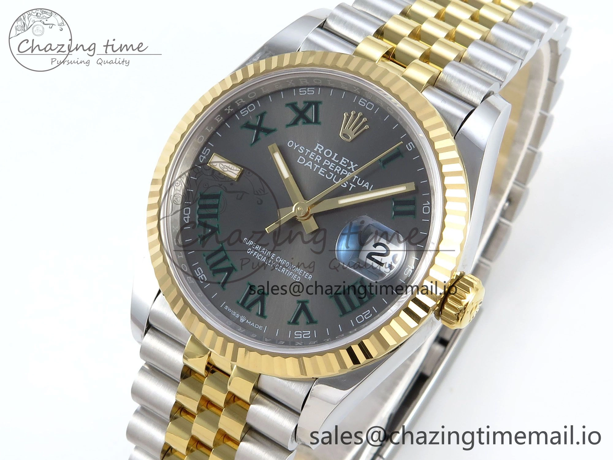 Sustainable DateJust 36 126233 EWEF Best Edition Gray Roman Dial on SS YG Jubilee Bracelet A 627