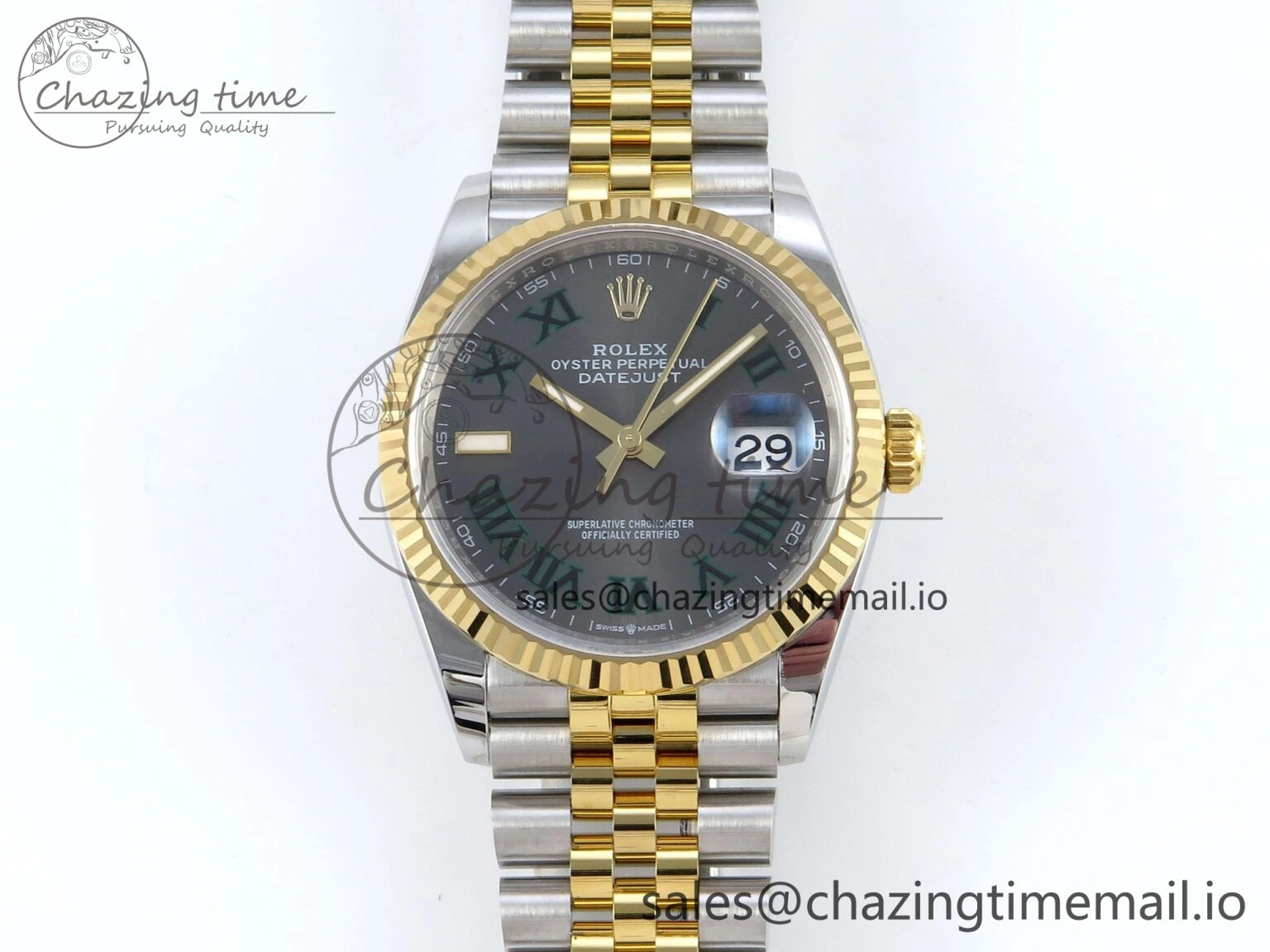 Sustainable DateJust 36 126233 EWEF Best Edition Gray Roman Dial on SS YG Jubilee Bracelet A 627