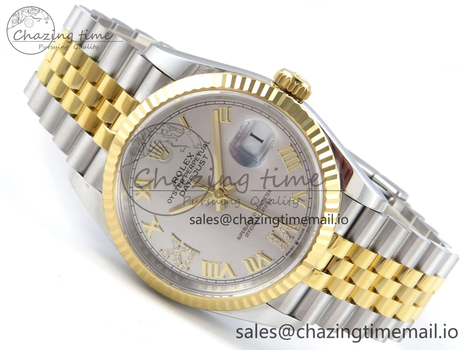 TimelessDesign DateJust 36 126233 EWEF Best Edition Gray Roman Diamonds Dial on SS YG Jubilee Bracelet A 620