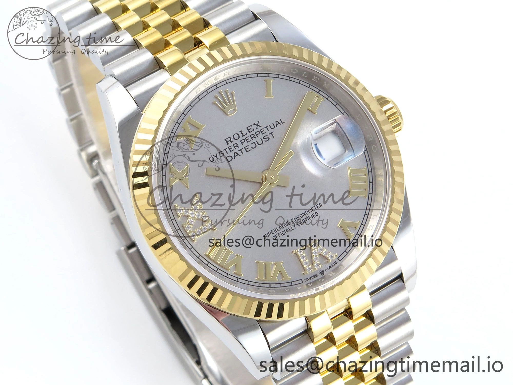 TimelessDesign DateJust 36 126233 EWEF Best Edition Gray Roman Diamonds Dial on SS YG Jubilee Bracelet A 620