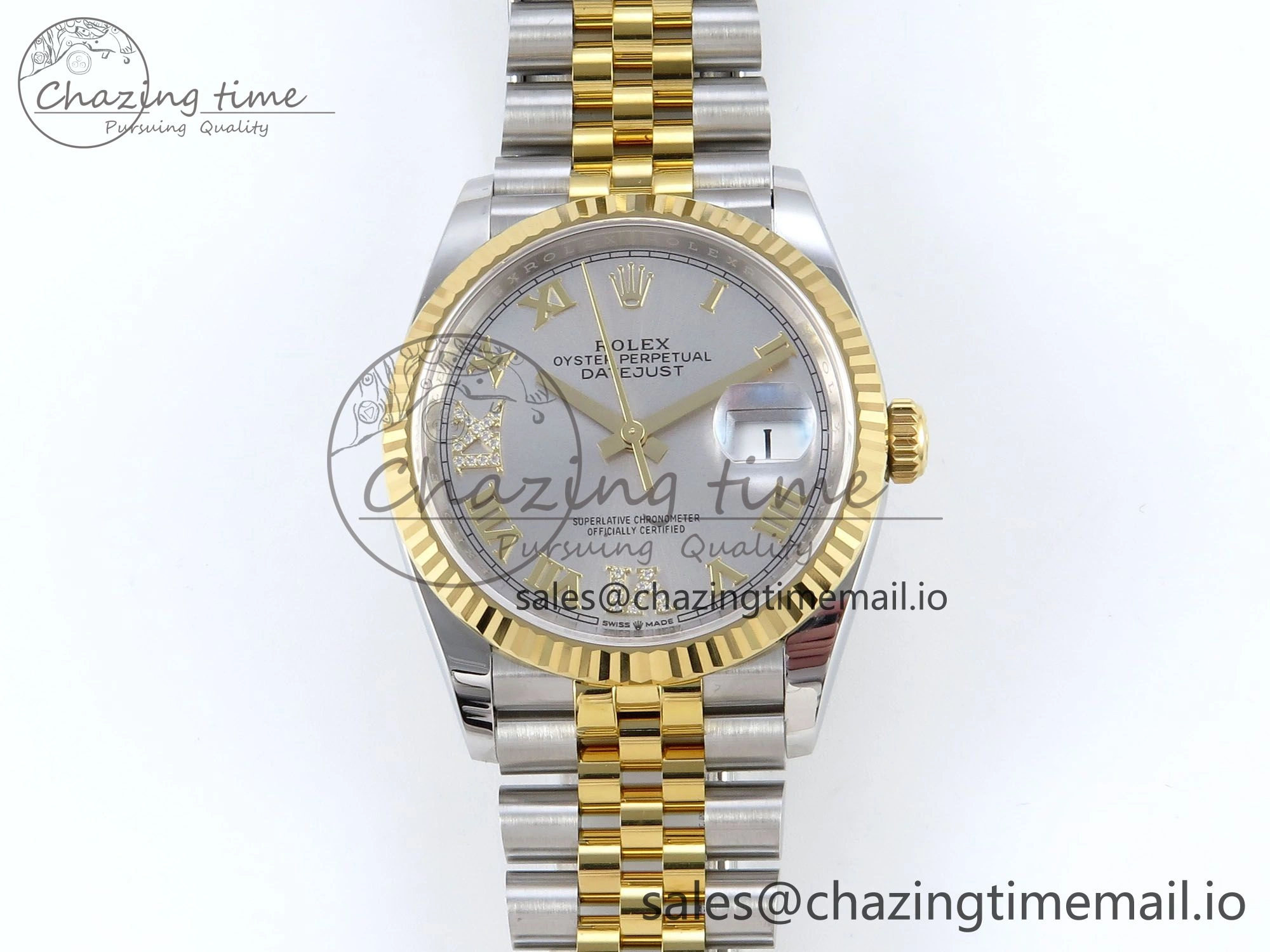 TimelessDesign DateJust 36 126233 EWEF Best Edition Gray Roman Diamonds Dial on SS YG Jubilee Bracelet A 620