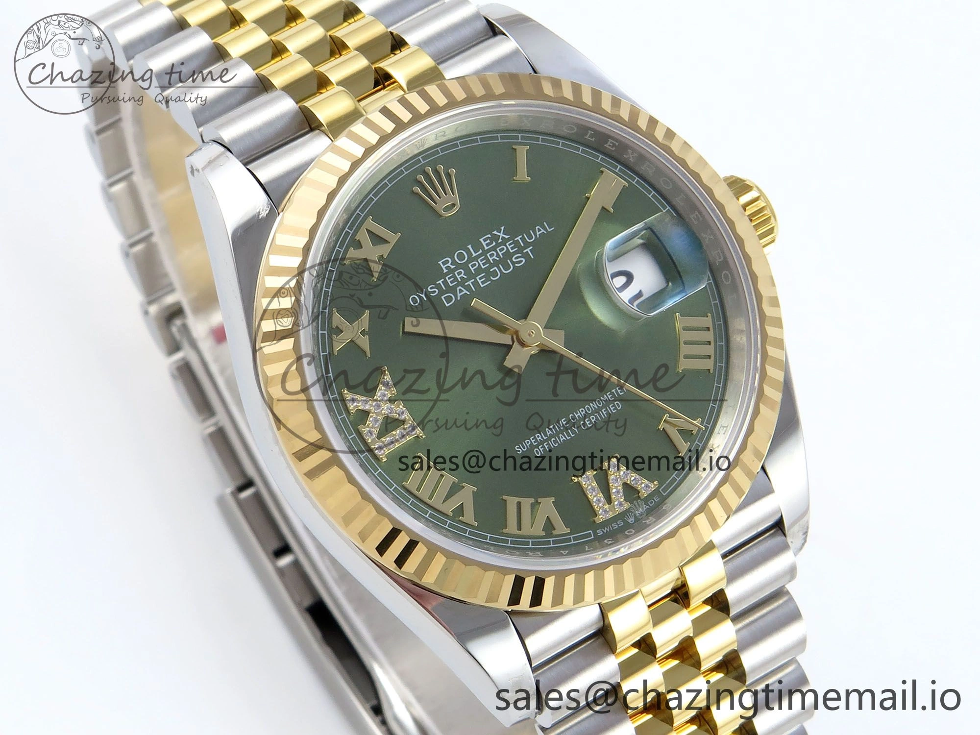 DateJust 36 126233 EWEF Best Edition Green Roman Diamonds Dial on SS YG Jubilee Bracelet A Tailored 631