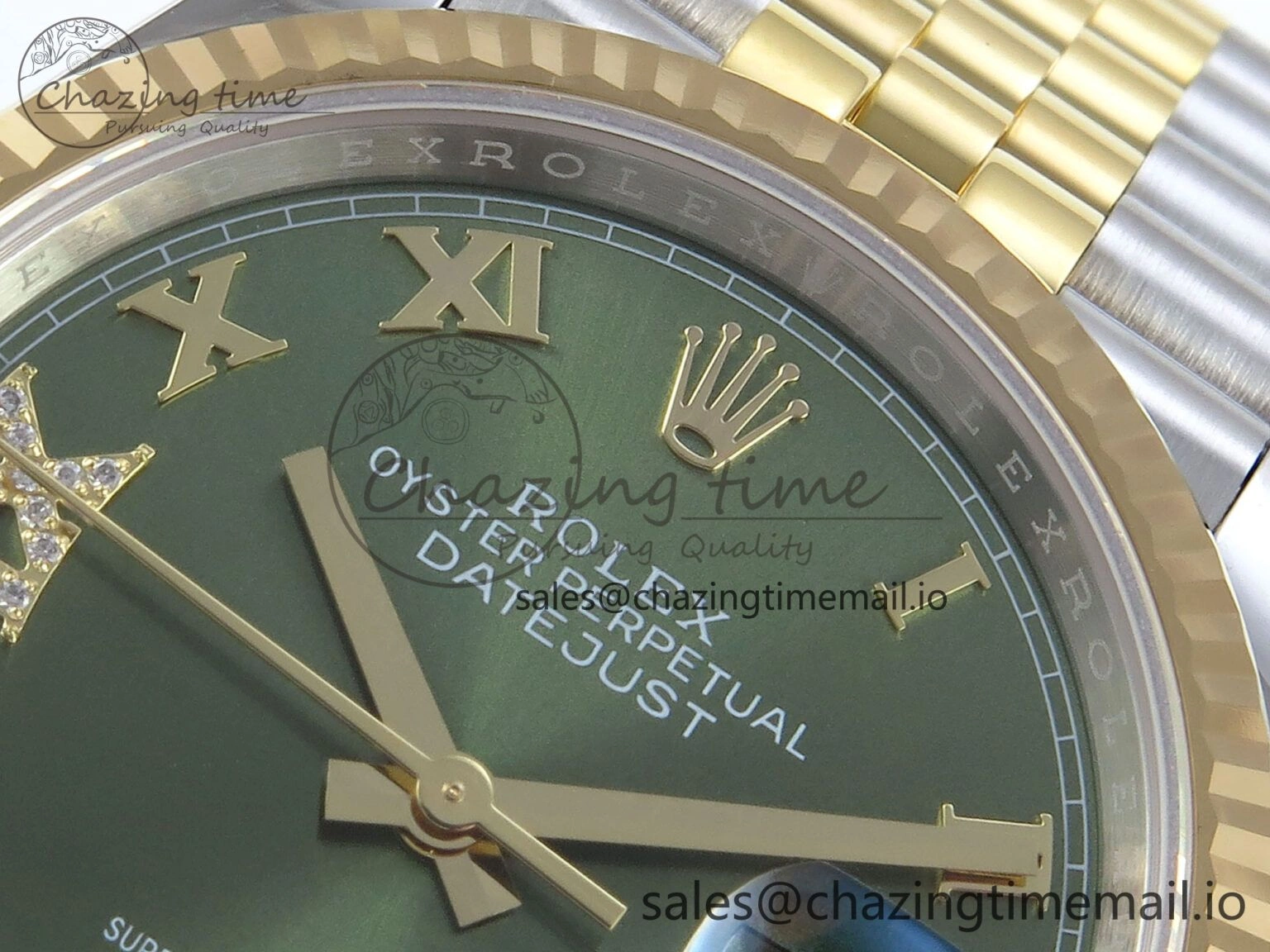 DateJust 36 126233 EWEF Best Edition Green Roman Diamonds Dial on SS YG Jubilee Bracelet A Tailored 631