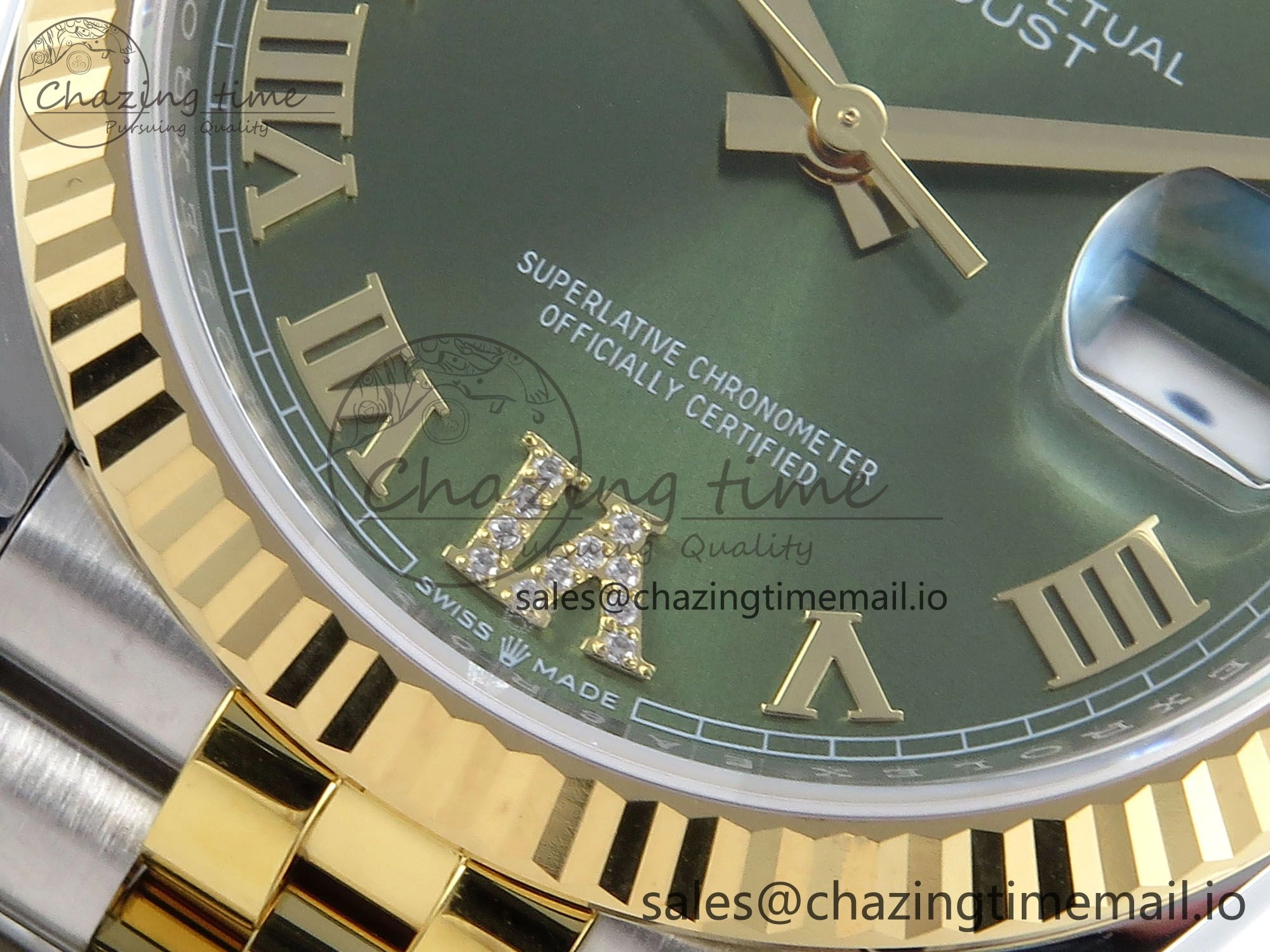 DateJust 36 126233 EWEF Best Edition Green Roman Diamonds Dial on SS YG Jubilee Bracelet A Tailored 631