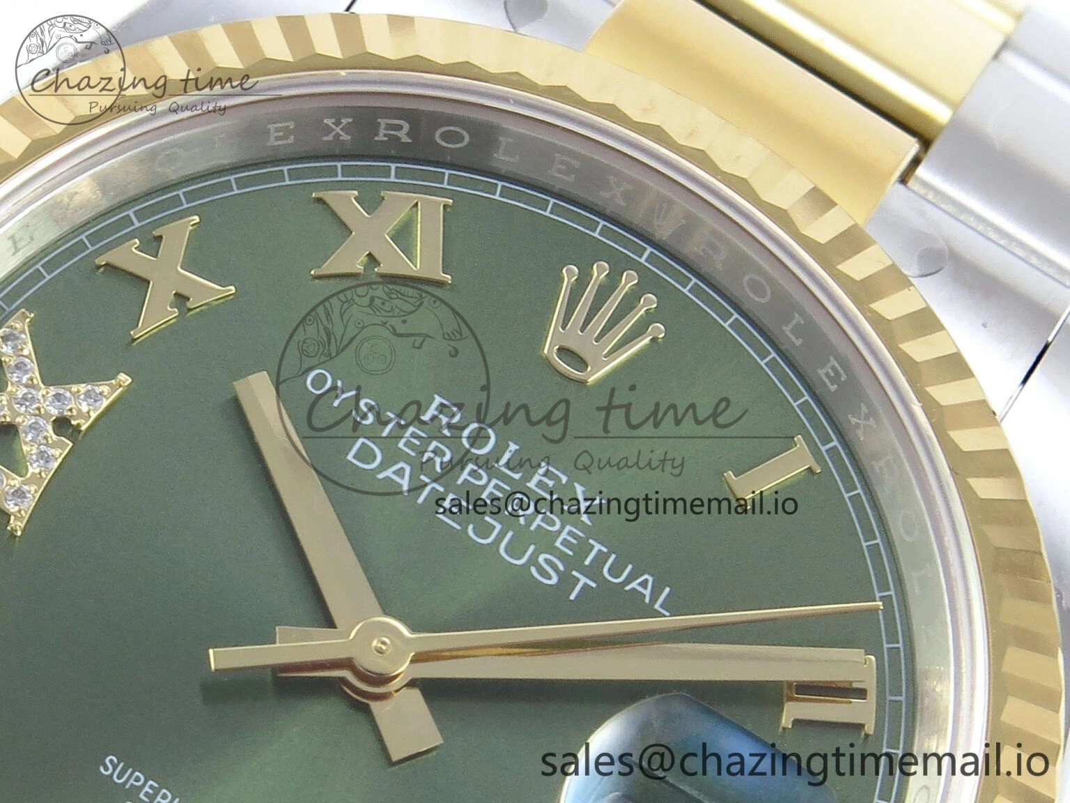 Comfortable DateJust 36 126233 EWEF Best Edition Green Roman Diamonds Dial on SS YG Oyster Bracelet A 679