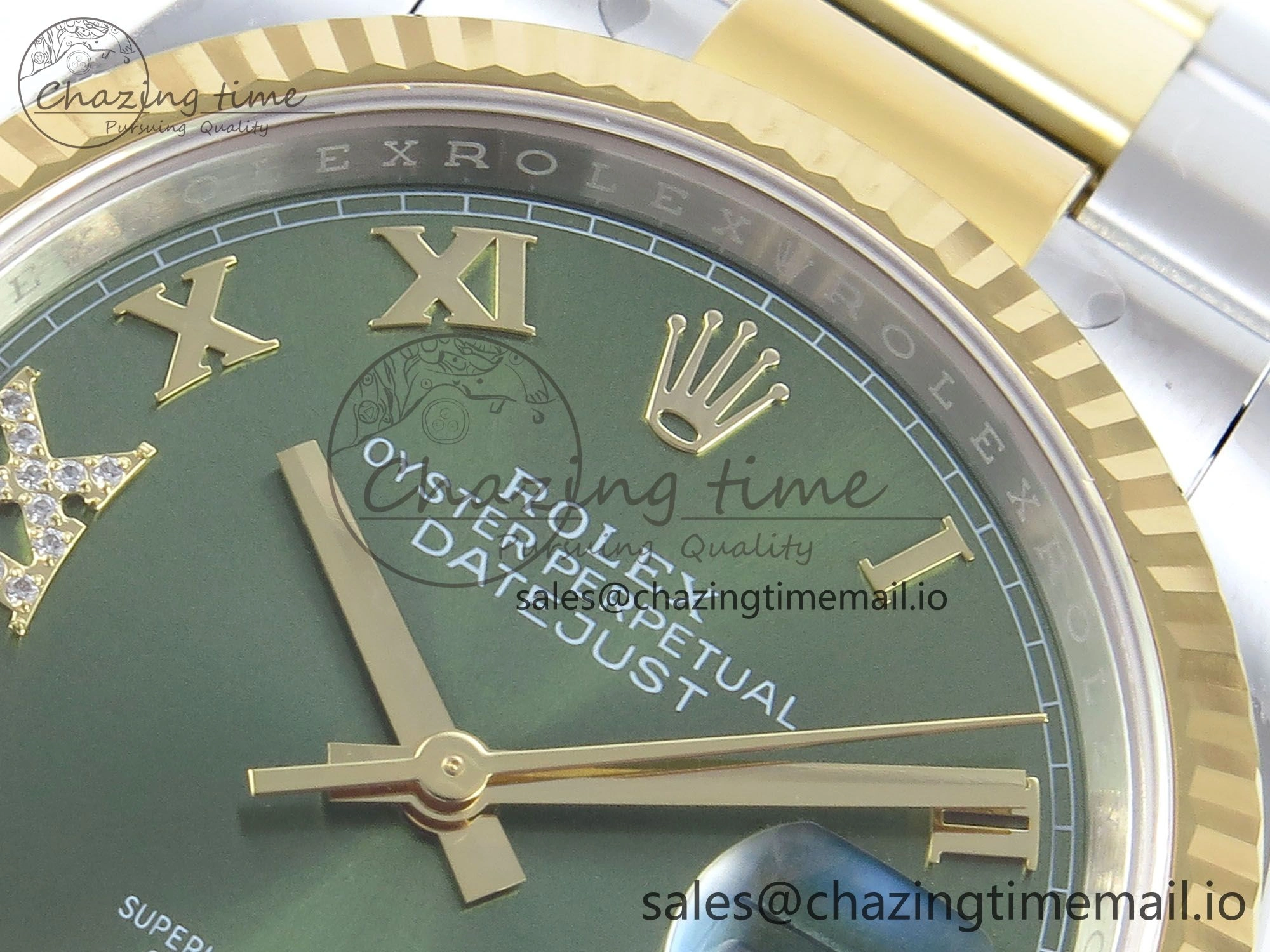 Comfortable DateJust 36 126233 EWEF Best Edition Green Roman Diamonds Dial on SS YG Oyster Bracelet A 679