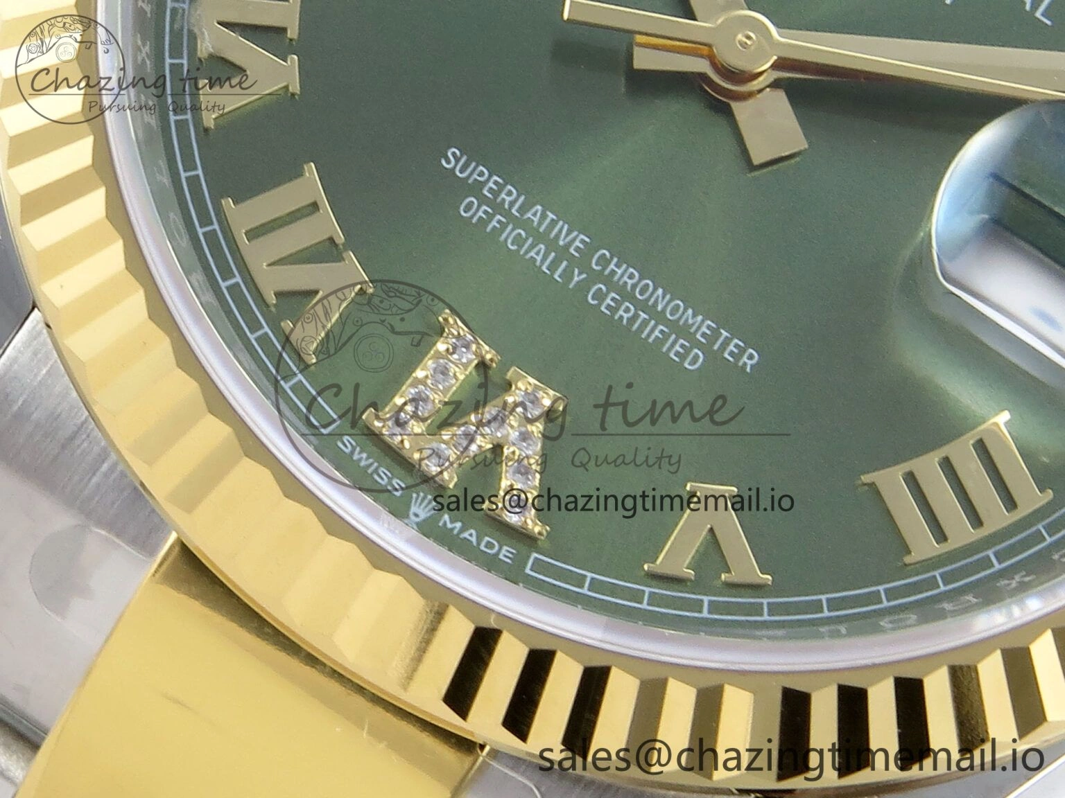 Comfortable DateJust 36 126233 EWEF Best Edition Green Roman Diamonds Dial on SS YG Oyster Bracelet A 679