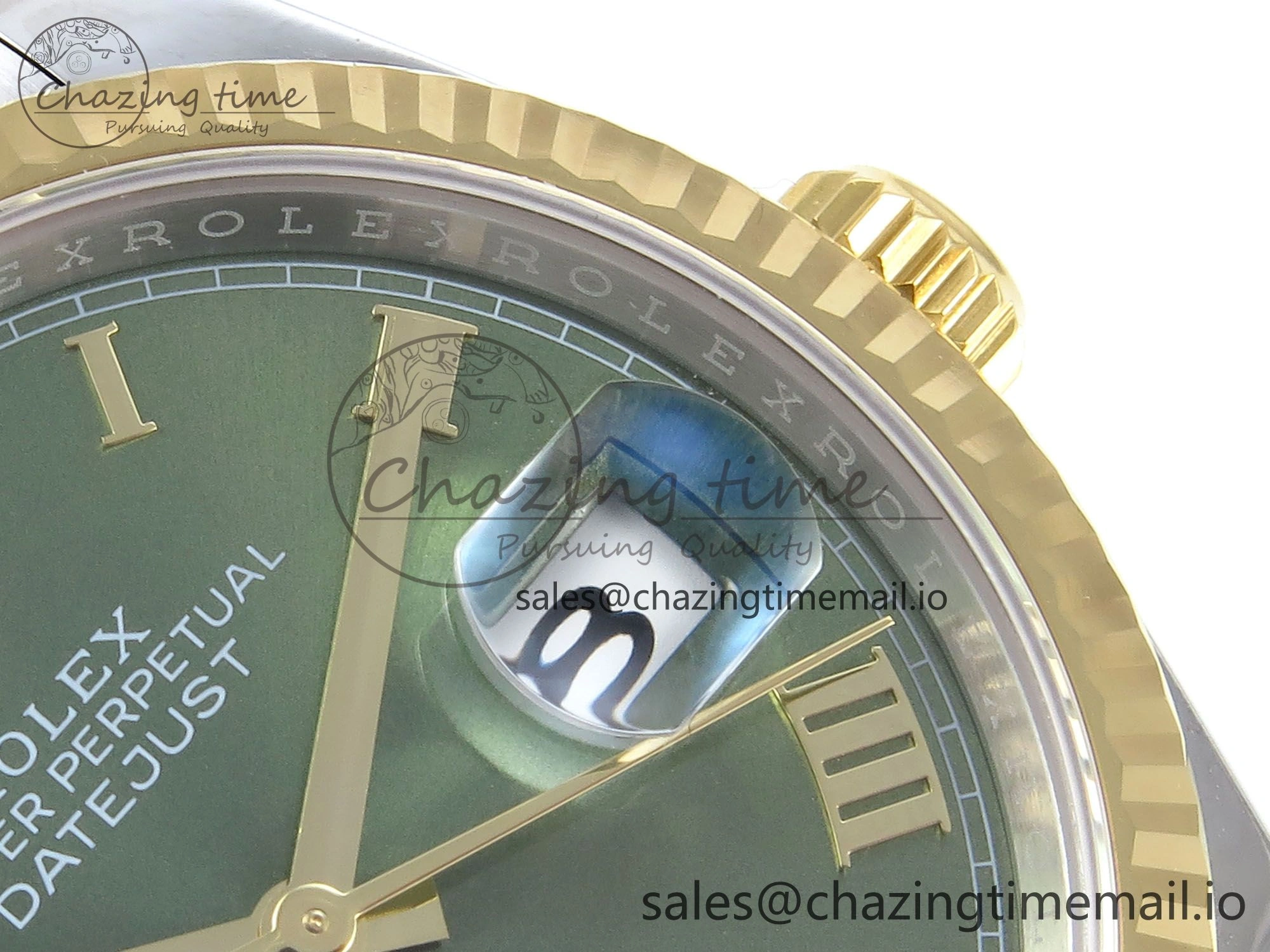 Comfortable DateJust 36 126233 EWEF Best Edition Green Roman Diamonds Dial on SS YG Oyster Bracelet A 679