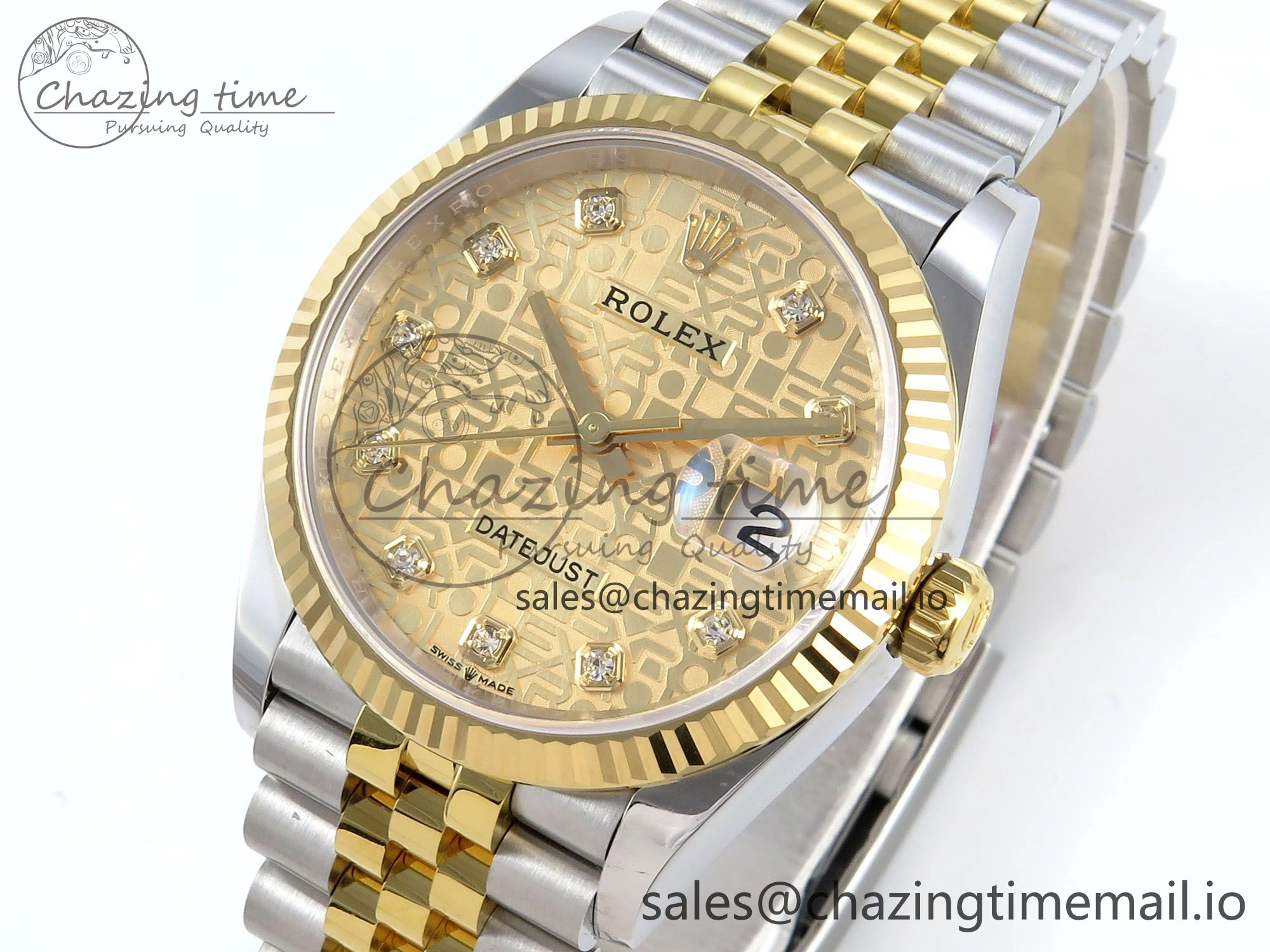 WellDesigned DateJust 36 126233 EWEF Best Edition Rolxx YG Dial on SS YG Jubilee Bracelet A 625