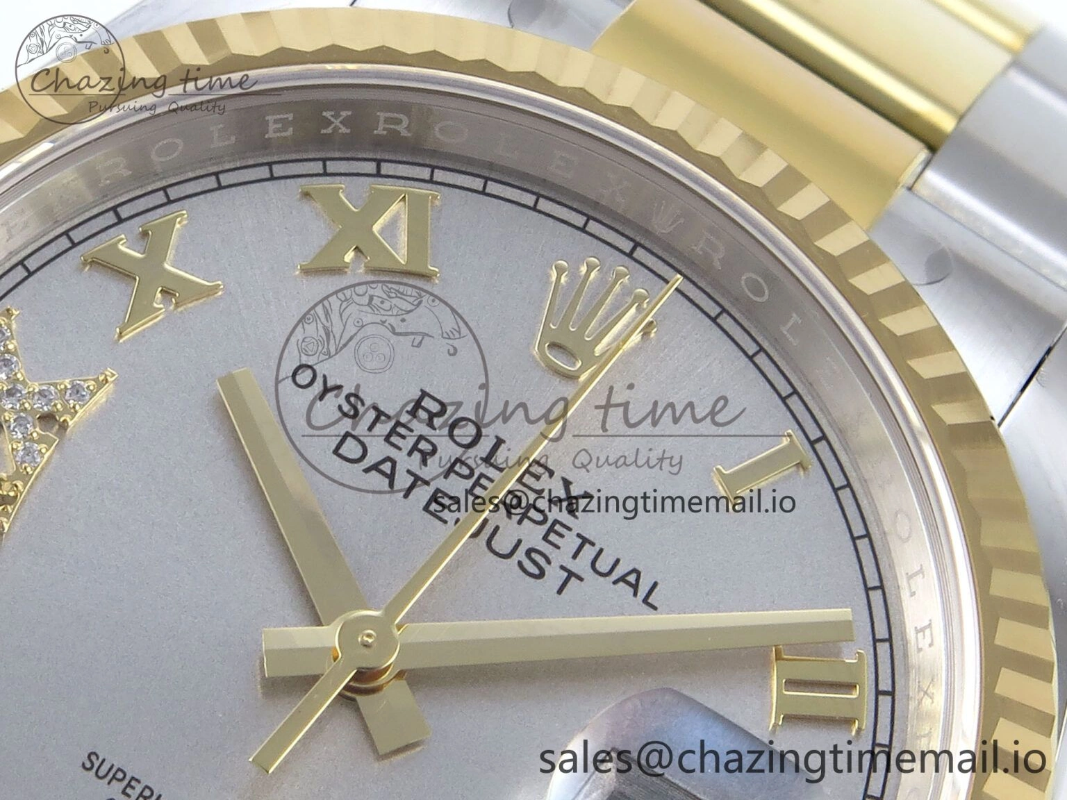 Chic DateJust 36 126233 EWEF Best Edition Silver Roman Diamonds Dial on SS YG Oyster Bracelet A 670