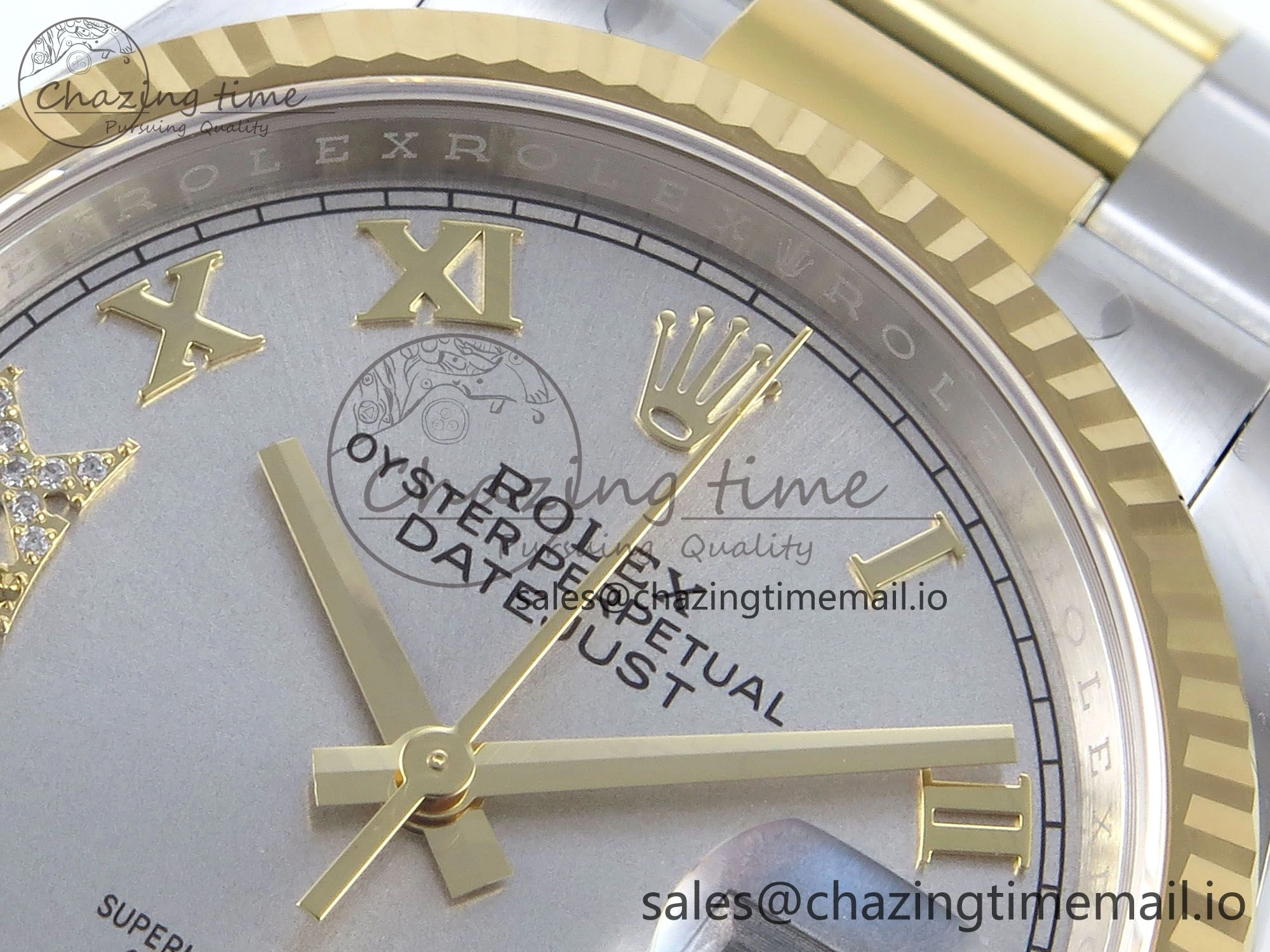 Chic DateJust 36 126233 EWEF Best Edition Silver Roman Diamonds Dial on SS YG Oyster Bracelet A 670