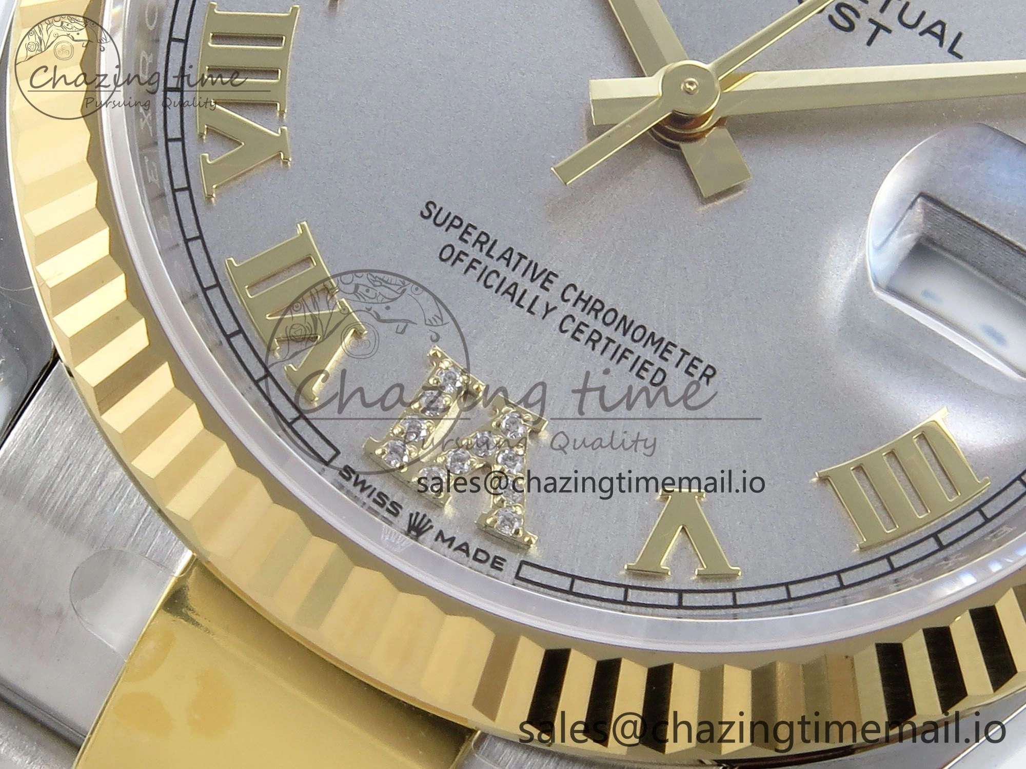 Chic DateJust 36 126233 EWEF Best Edition Silver Roman Diamonds Dial on SS YG Oyster Bracelet A 670