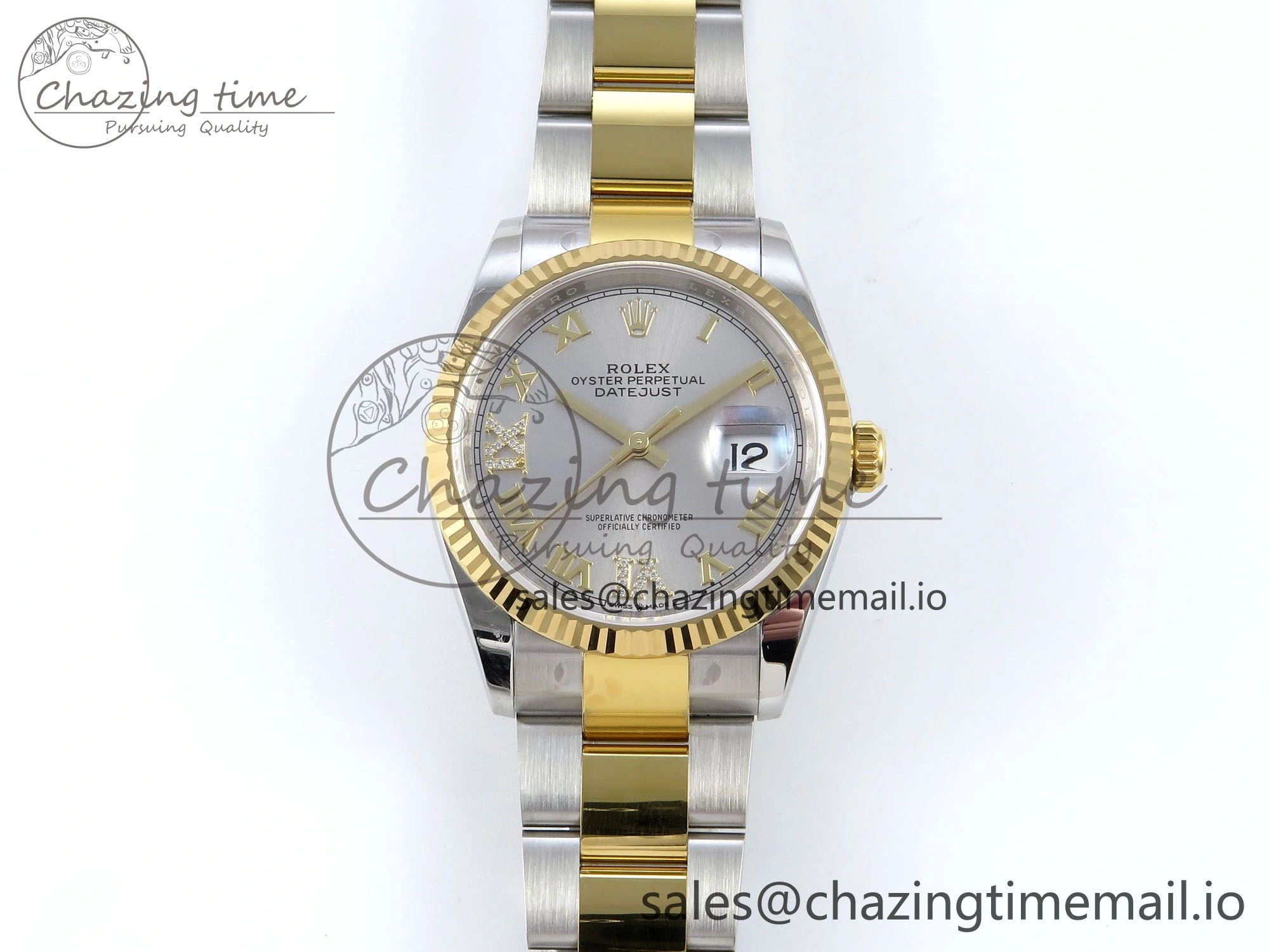 Chic DateJust 36 126233 EWEF Best Edition Silver Roman Diamonds Dial on SS YG Oyster Bracelet A 670