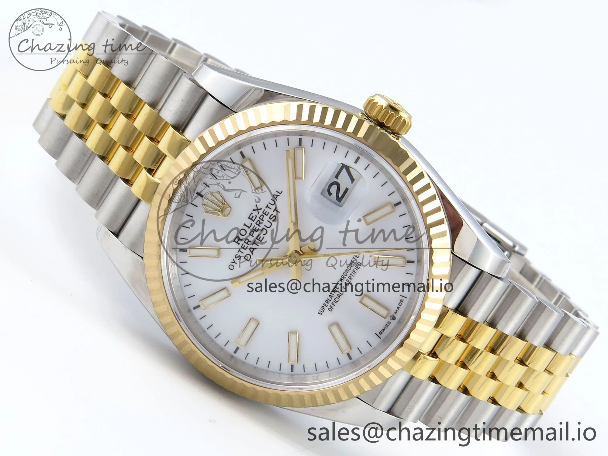 RelaxedFit DateJust 36 126233 EWEF Best Edition White Dial Stick Marker on SS YG Jubilee Bracelet A 618