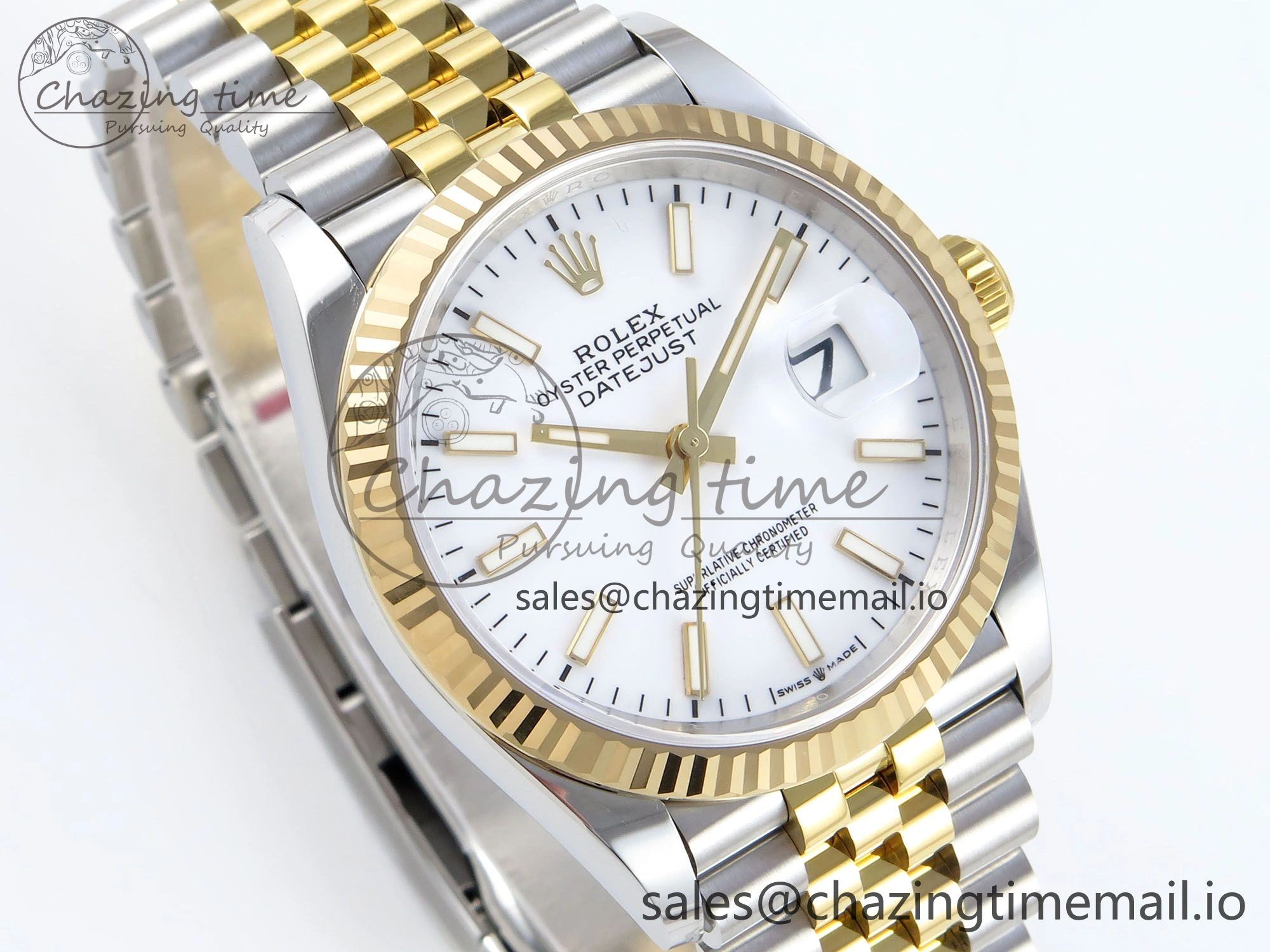 RelaxedFit DateJust 36 126233 EWEF Best Edition White Dial Stick Marker on SS YG Jubilee Bracelet A 618