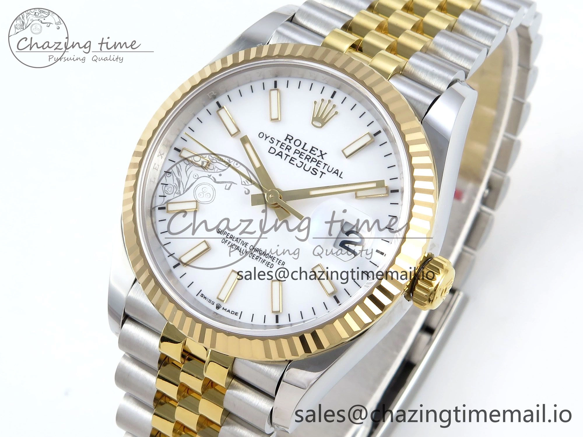 RelaxedFit DateJust 36 126233 EWEF Best Edition White Dial Stick Marker on SS YG Jubilee Bracelet A 618