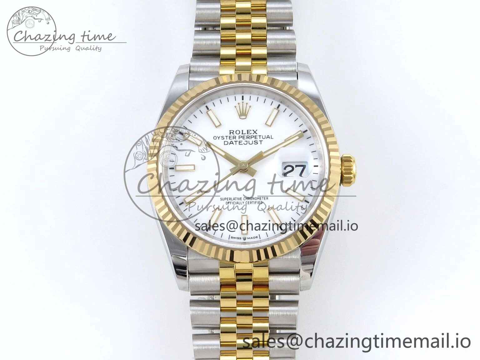RelaxedFit DateJust 36 126233 EWEF Best Edition White Dial Stick Marker on SS YG Jubilee Bracelet A 618