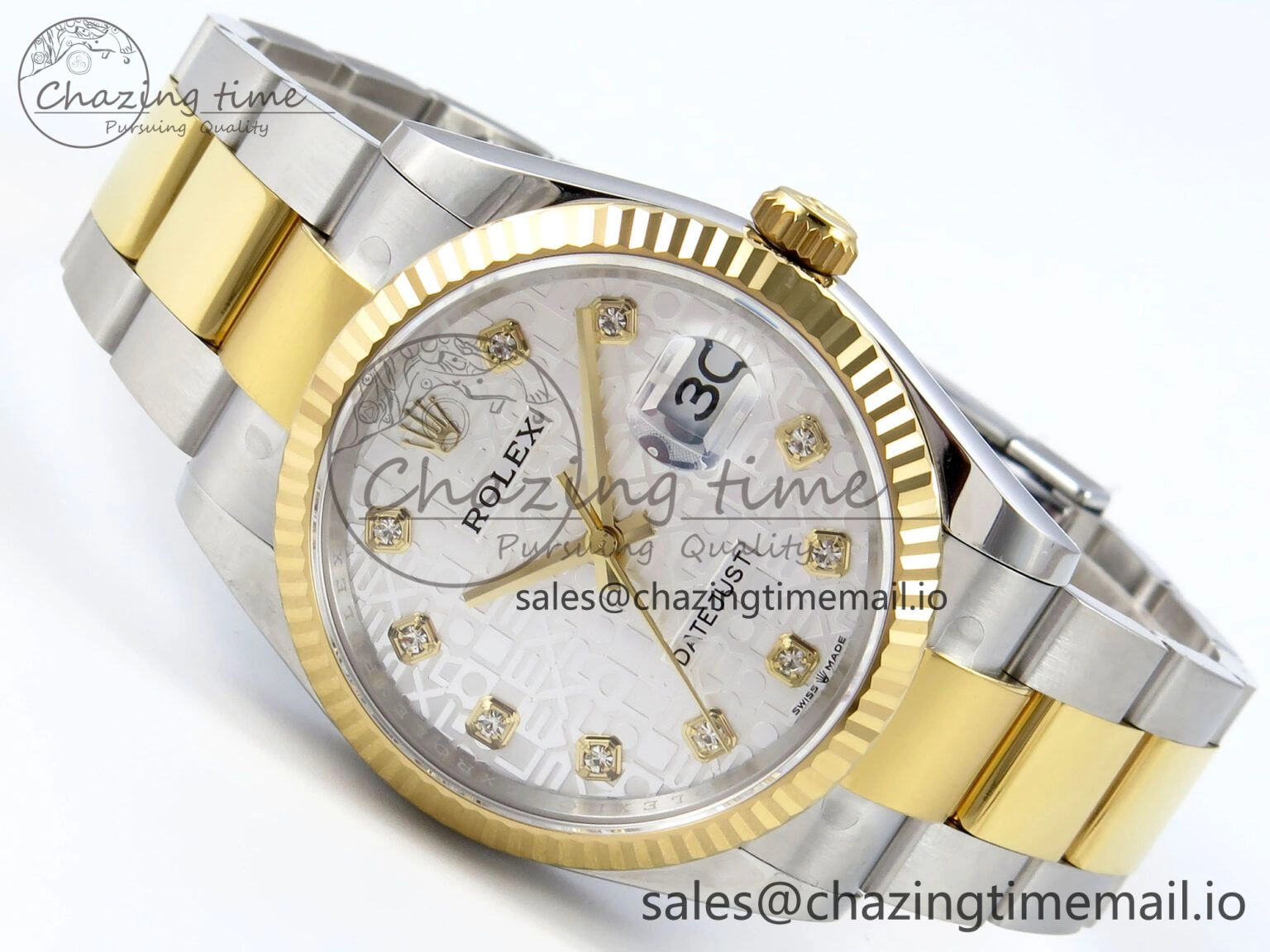 DateJust 36 126233 EWEF Best Edition White Pattern Diamonds Dial on SS YG Oyster Bracelet A Soft 676