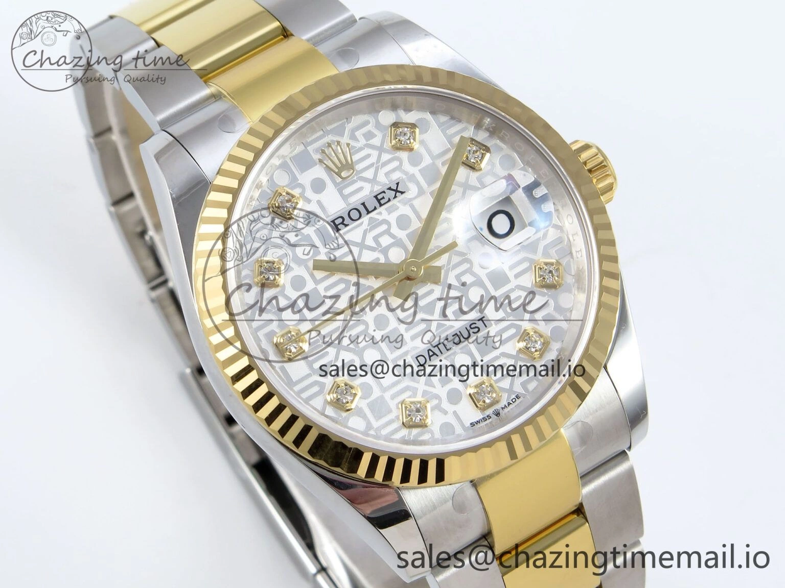 DateJust 36 126233 EWEF Best Edition White Pattern Diamonds Dial on SS YG Oyster Bracelet A Soft 676
