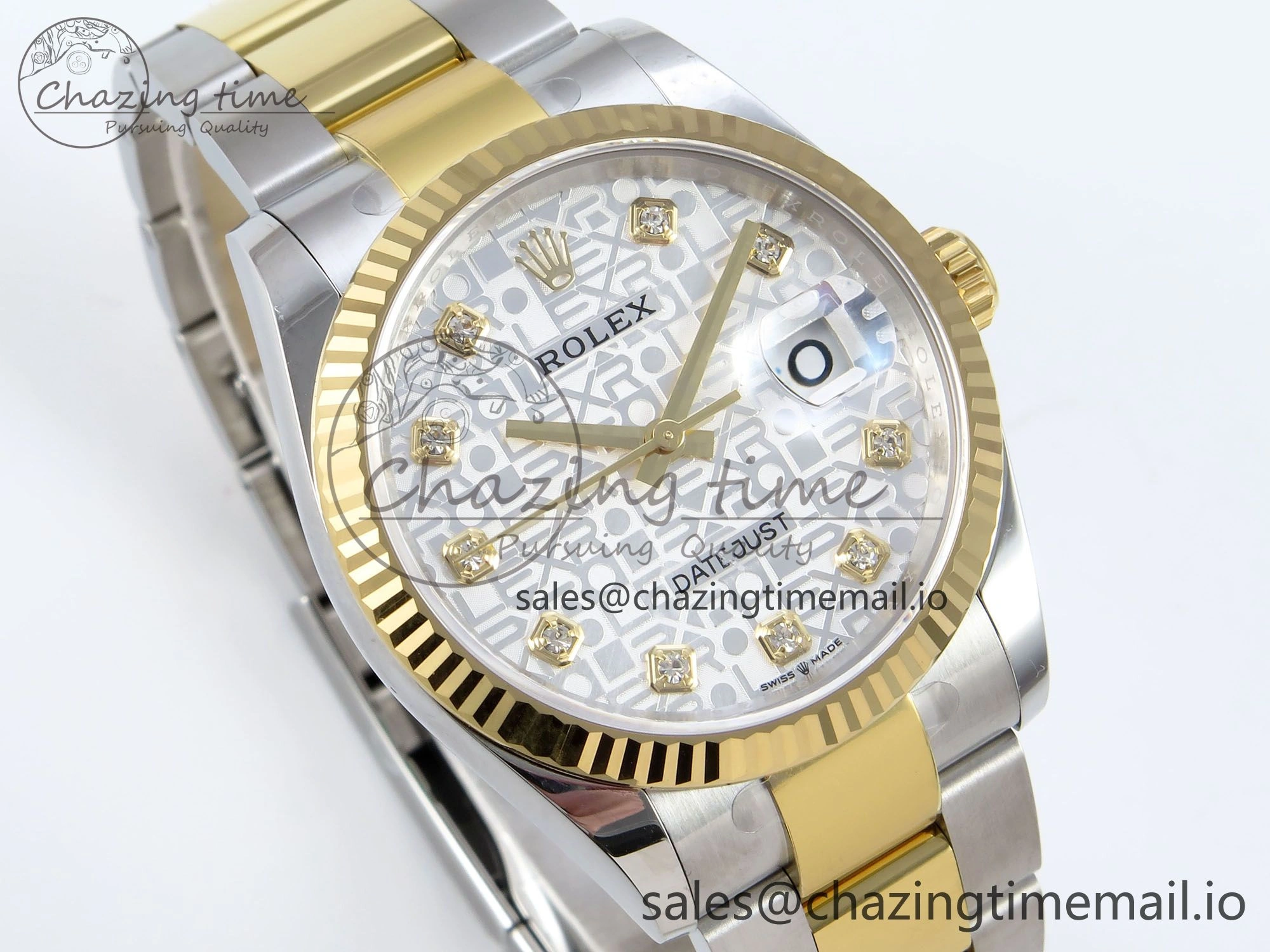 DateJust 36 126233 EWEF Best Edition White Pattern Diamonds Dial on SS YG Oyster Bracelet A Soft 676