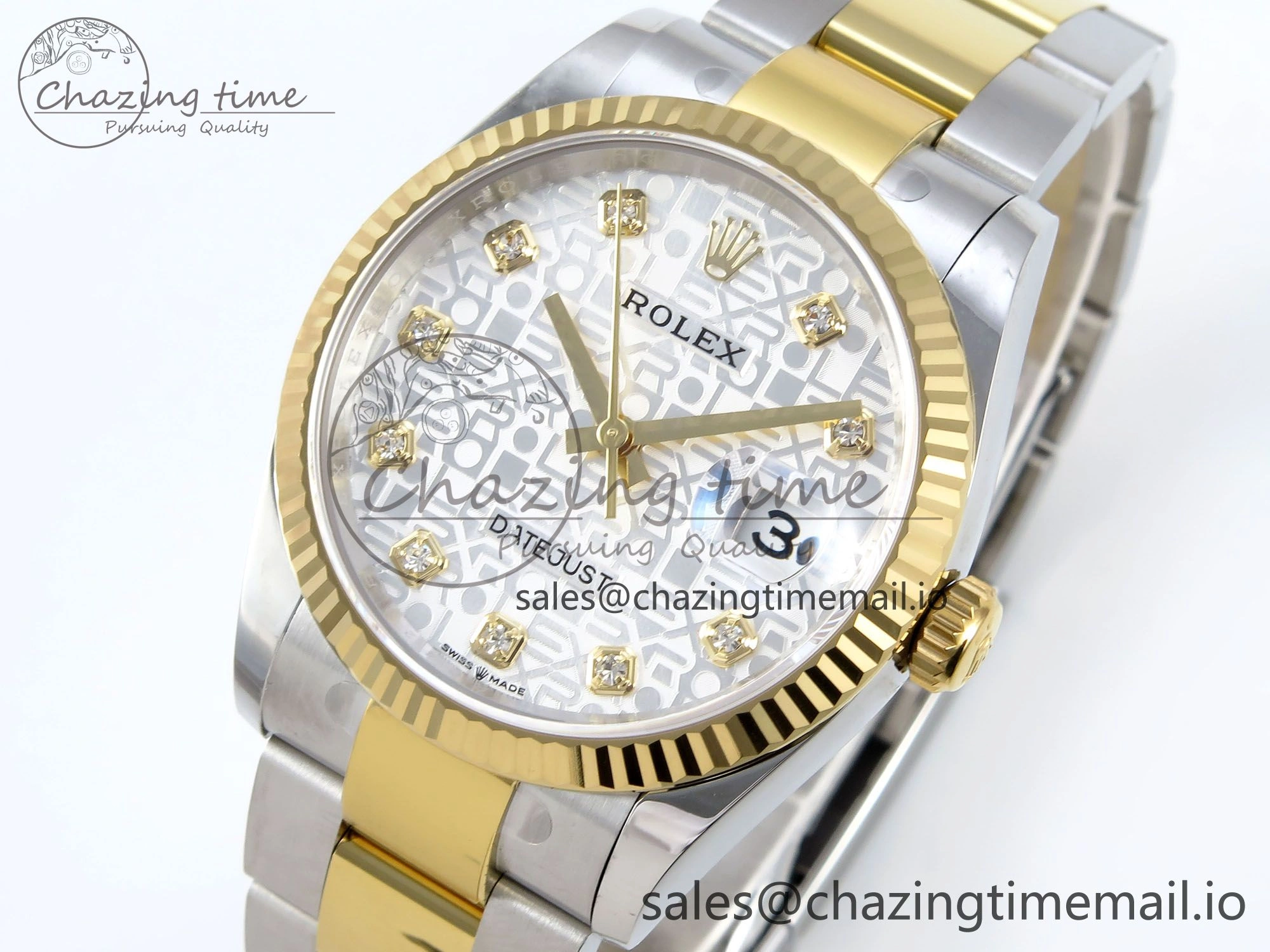 DateJust 36 126233 EWEF Best Edition White Pattern Diamonds Dial on SS YG Oyster Bracelet A Soft 676