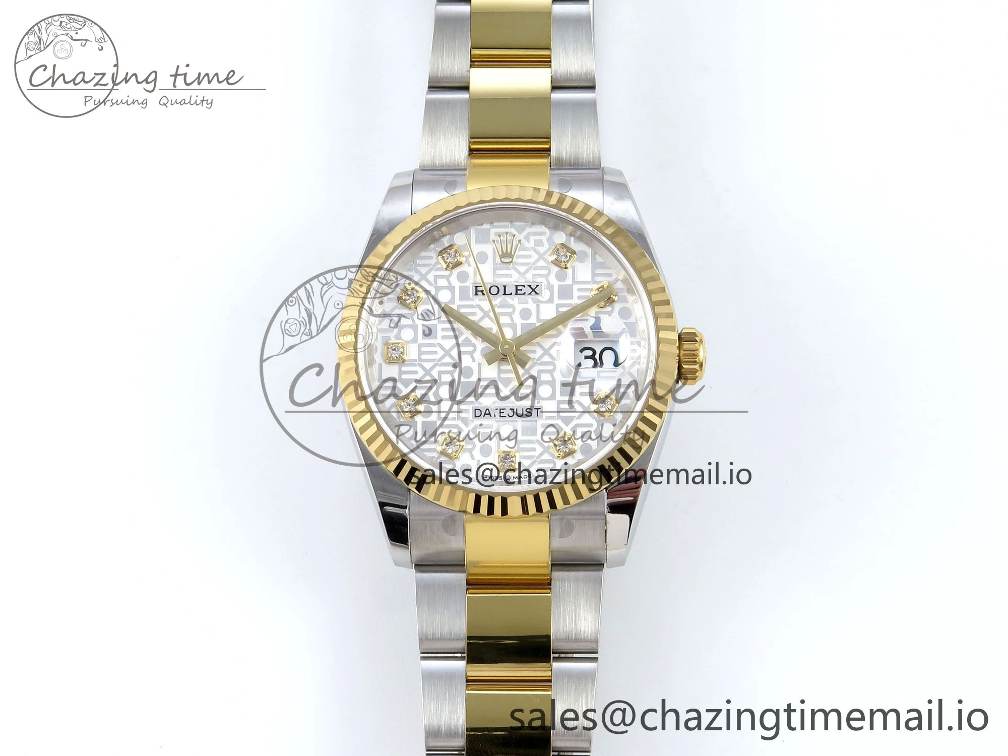 DateJust 36 126233 EWEF Best Edition White Pattern Diamonds Dial on SS YG Oyster Bracelet A Soft 676