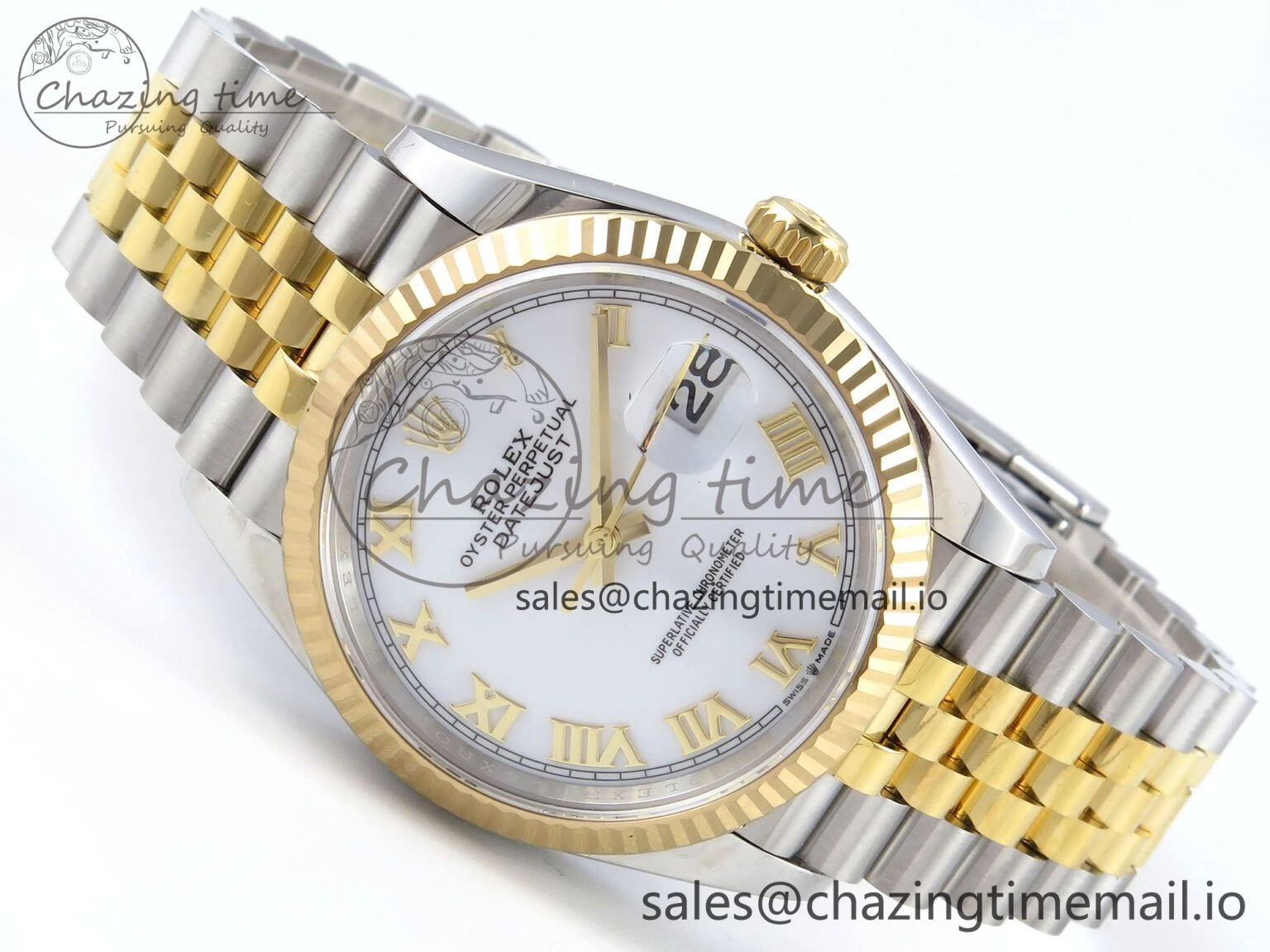 WellDesigned DateJust 36 126233 EWEF Best Edition White Roman Dial on SS YG Jubilee Bracelet A 626