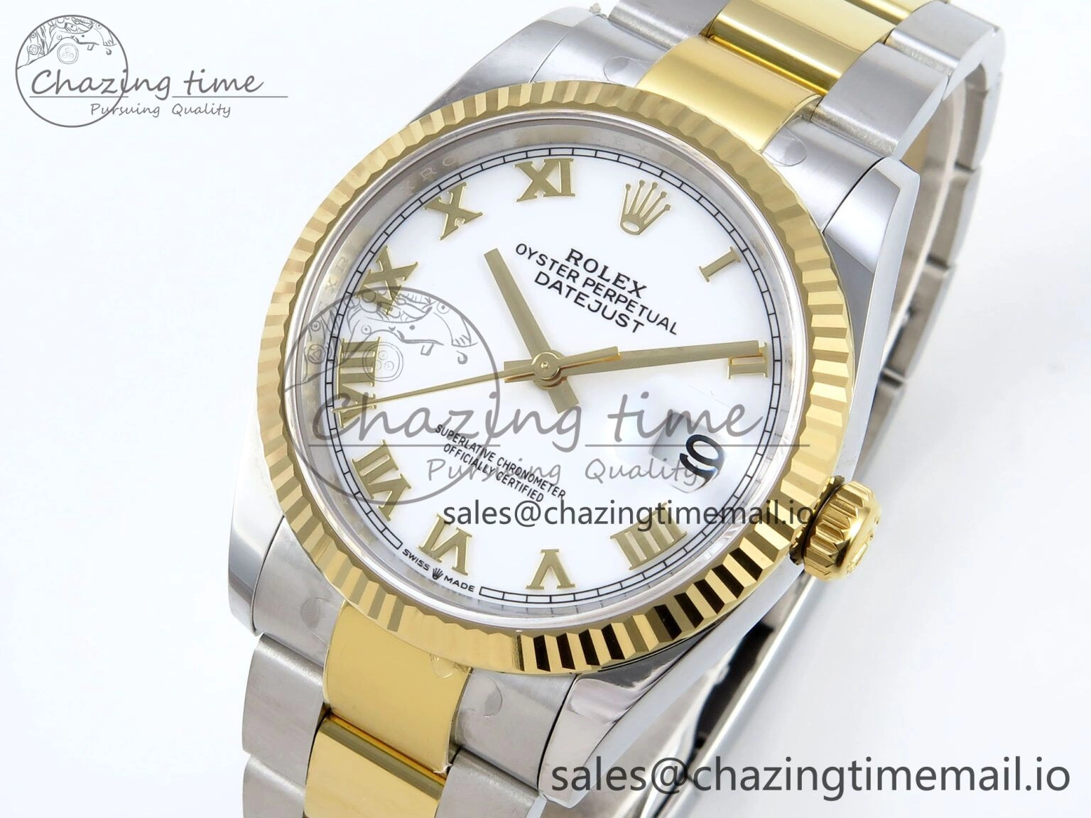 DateJust 36 126233 EWEF Best Edition White Roman Dial on SS YG Oyster Bracelet A SunProtective 680