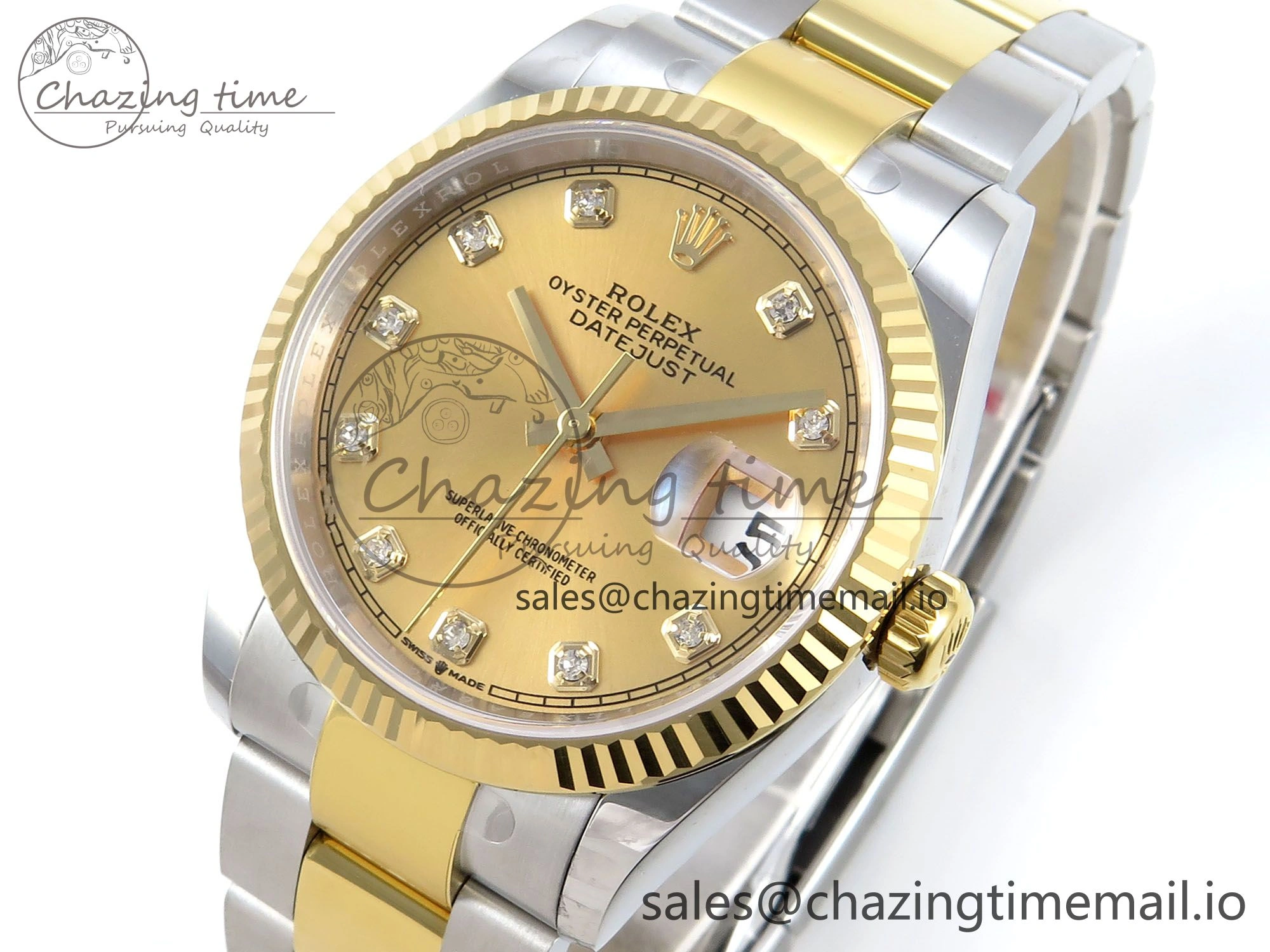 DateJust 36 126233 EWEF Best Edition YG Diamonds Dial on SS YG Oyster Bracelet A Tailored 672