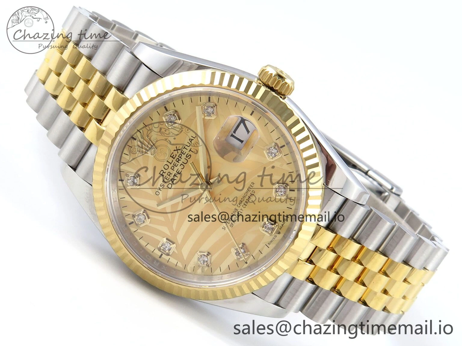 Snug DateJust 36 126233 EWEF Best Edition YG Leaf Dial on SS YG Jubilee Bracelet A 628