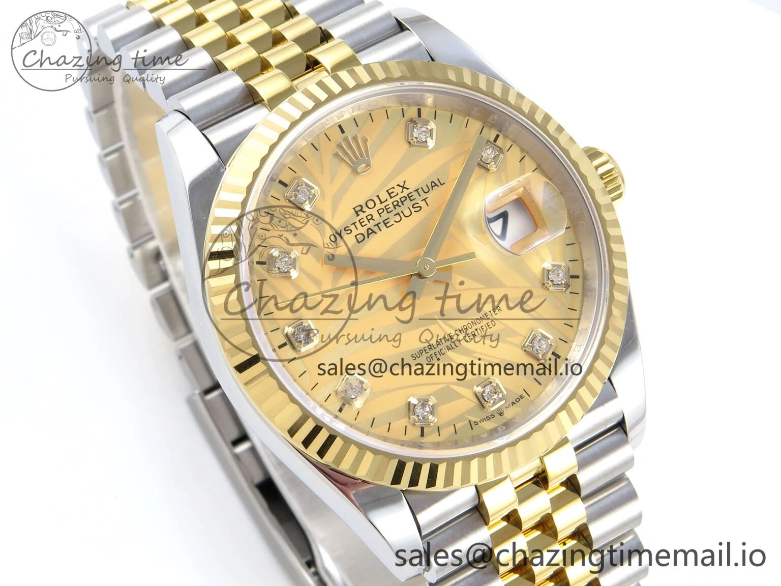 Snug DateJust 36 126233 EWEF Best Edition YG Leaf Dial on SS YG Jubilee Bracelet A 628