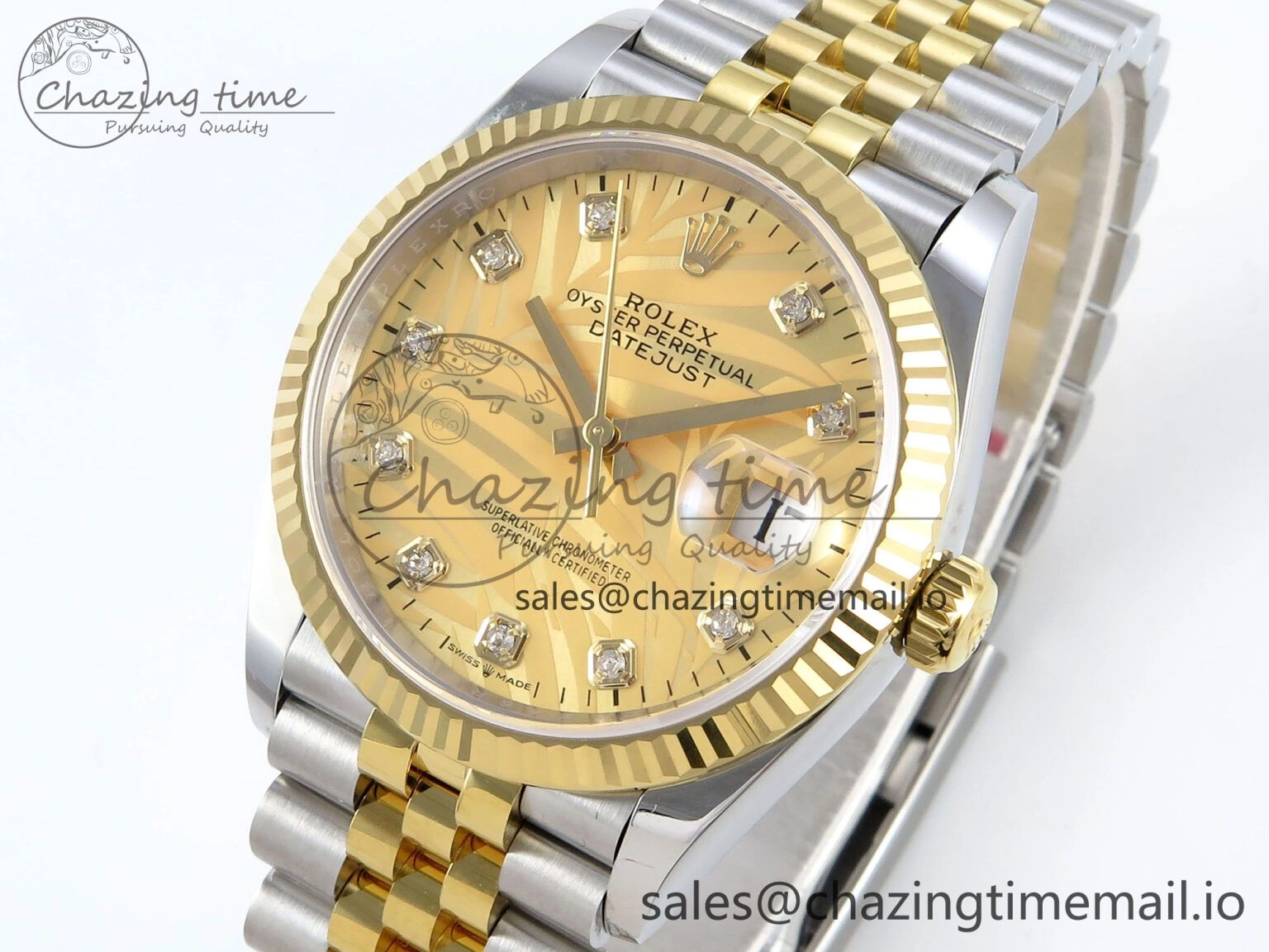 Snug DateJust 36 126233 EWEF Best Edition YG Leaf Dial on SS YG Jubilee Bracelet A 628