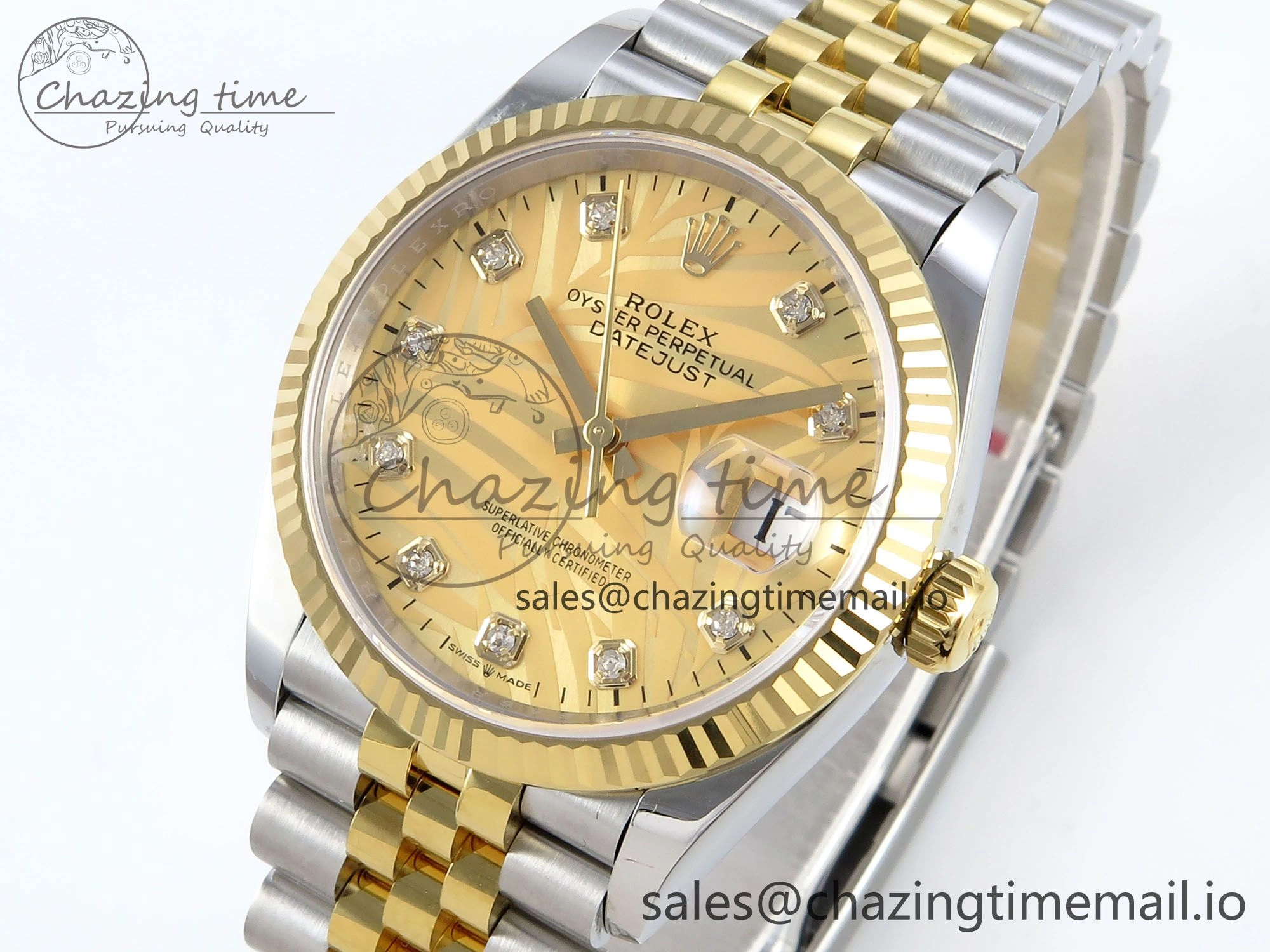 Snug DateJust 36 126233 EWEF Best Edition YG Leaf Dial on SS YG Jubilee Bracelet A 628