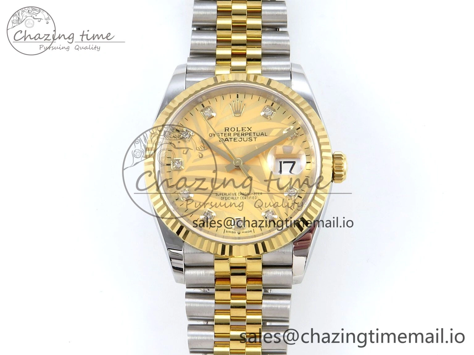 Snug DateJust 36 126233 EWEF Best Edition YG Leaf Dial on SS YG Jubilee Bracelet A 628